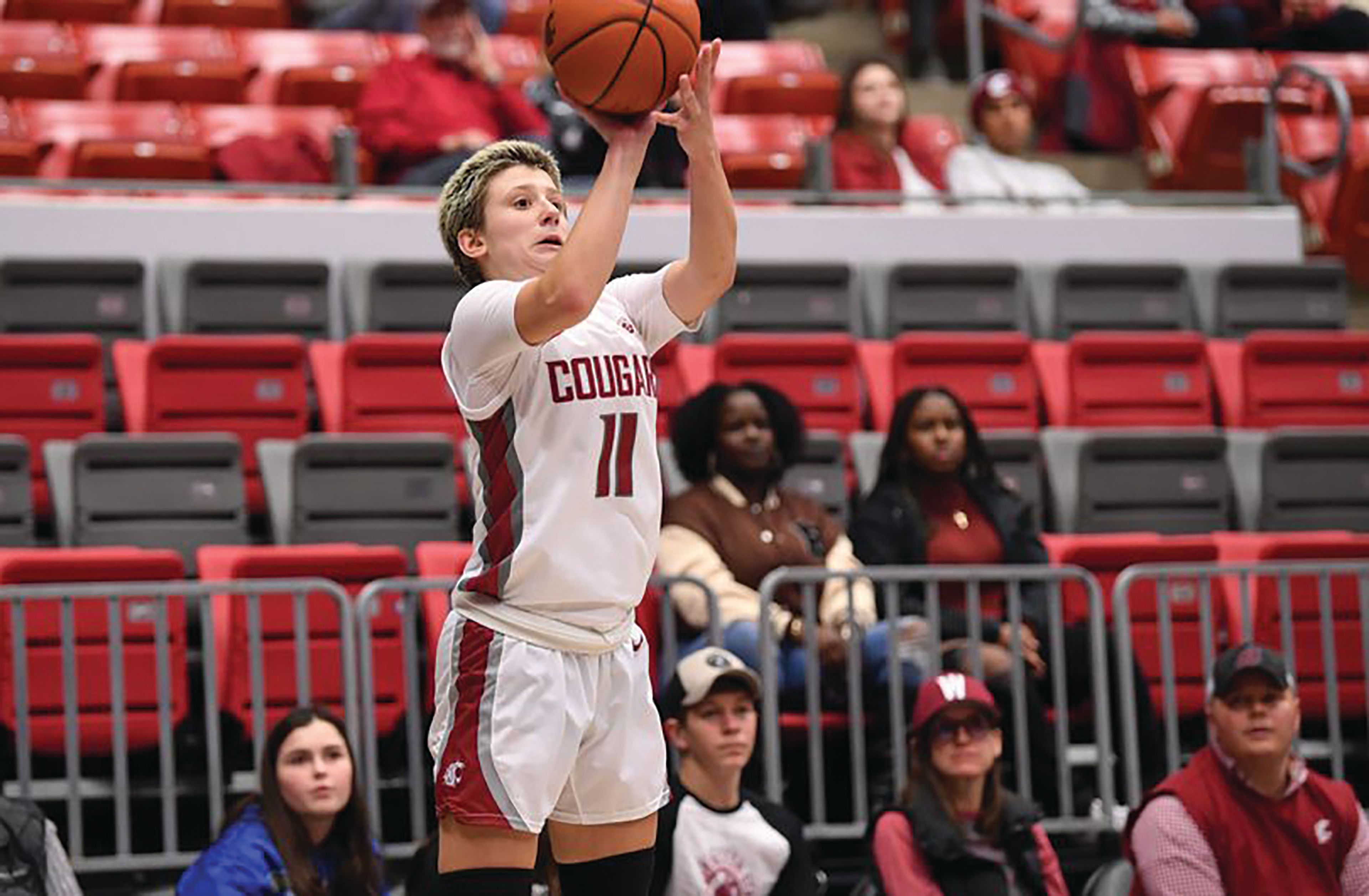 Washington State freshman guard Astera Tuhina shoots during a Dec. 30 Pac-12 Conference game against Utah at Beasley Coliseum.