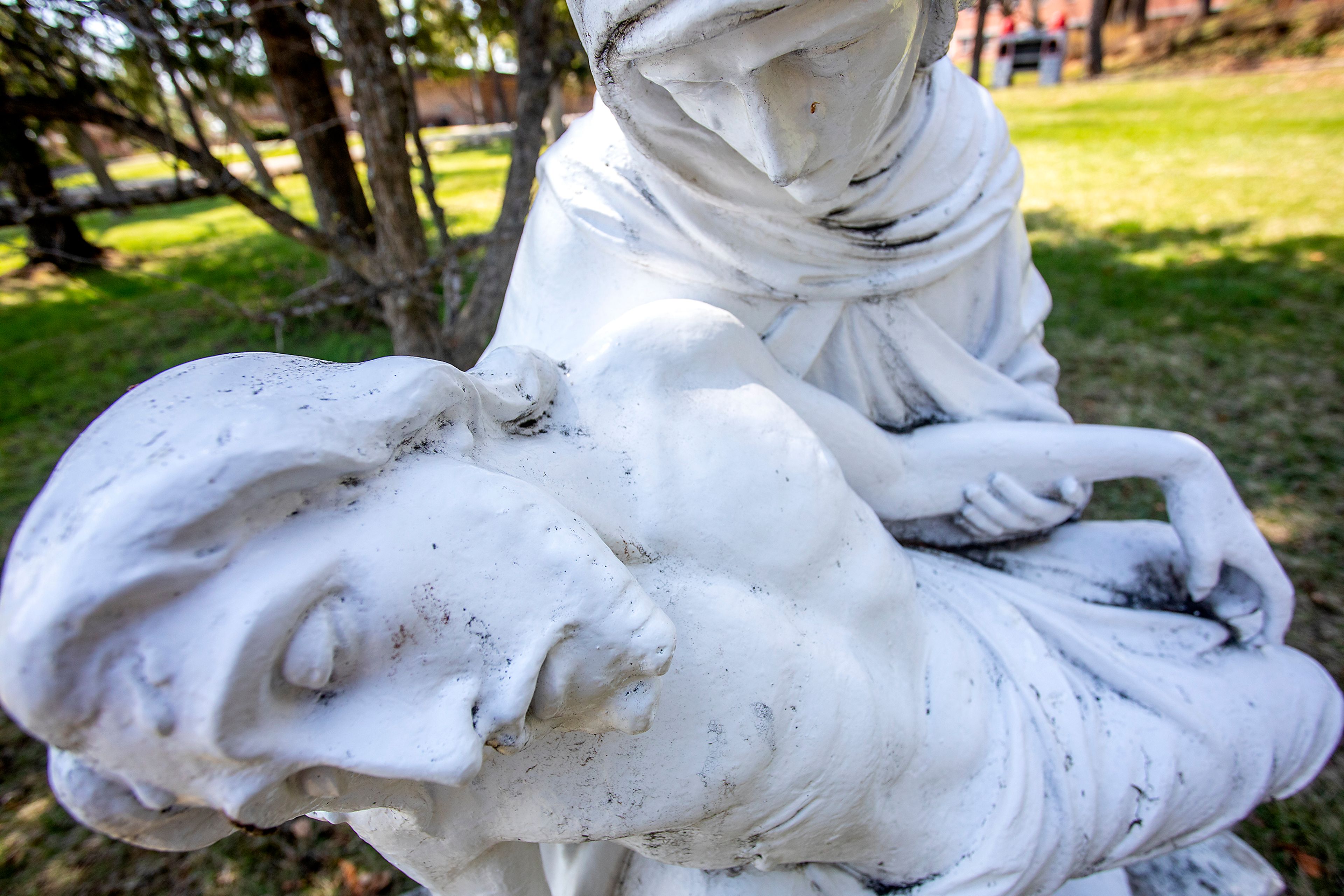 A statue displays Jesus at the St. Gertrude Monastery near Cottonwood.