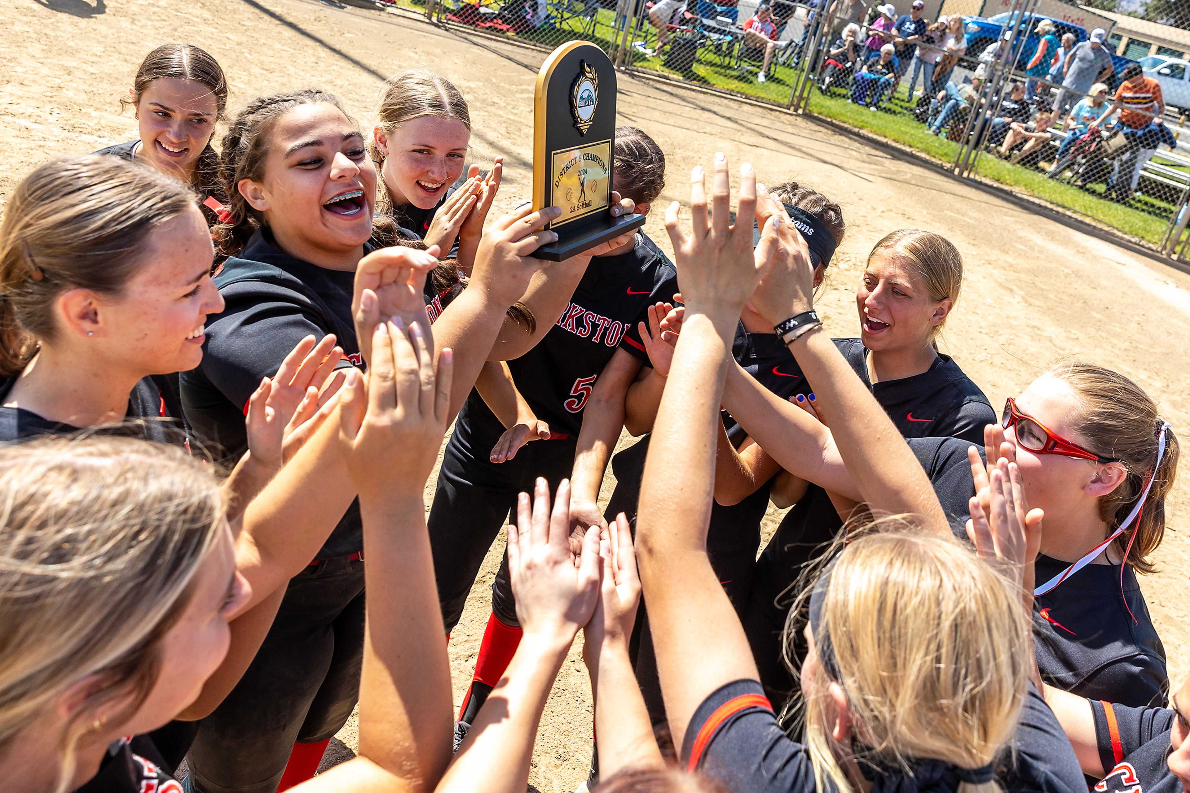 Clarkston celebrates their victory over Shadle Park in the the District Championship Game Saturday in Clarkston.