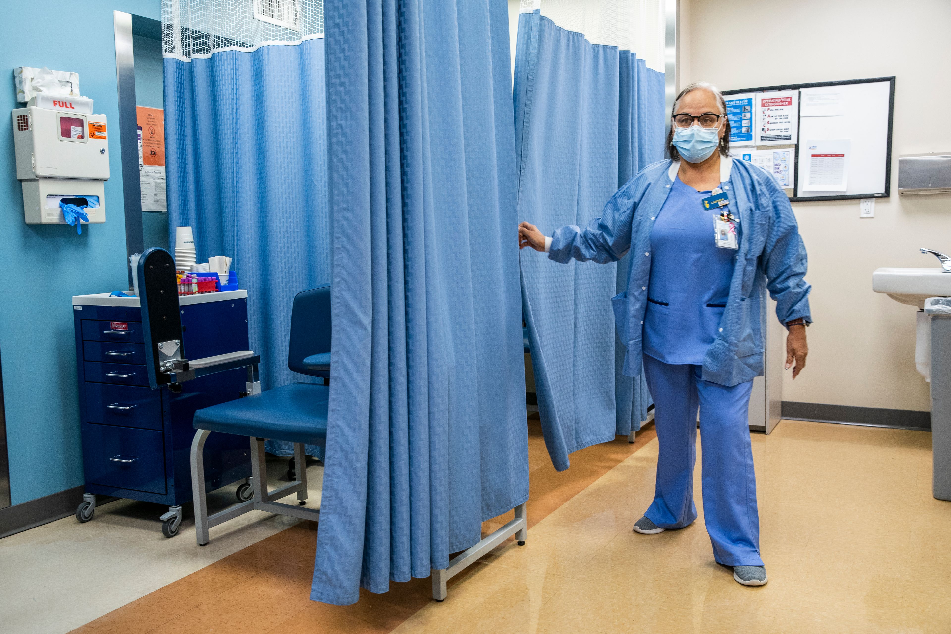 FILE - A nurse works at the El Nuevo San Juan Health Center at the Bronx borough in New York on Jan. 11, 2024. (AP Photo/Eduardo Munoz Alvarez, File)