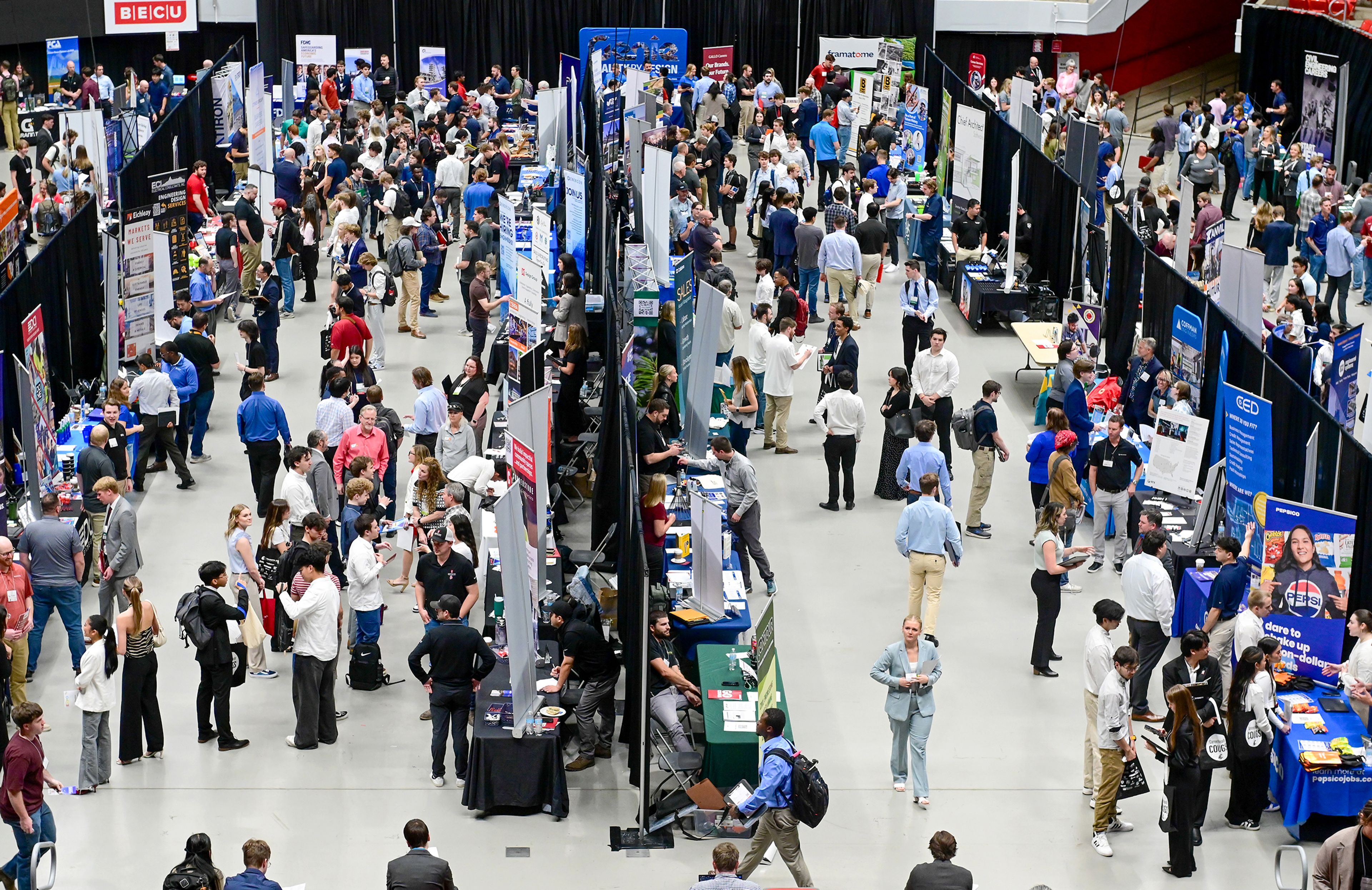 The Washington State University Career Expo and Technical Fair hosted 230 employers to meet with students and members of the public Tuesday in Pullman. More than 1,800 students attended the in-person event at Beasley Coliseum.,