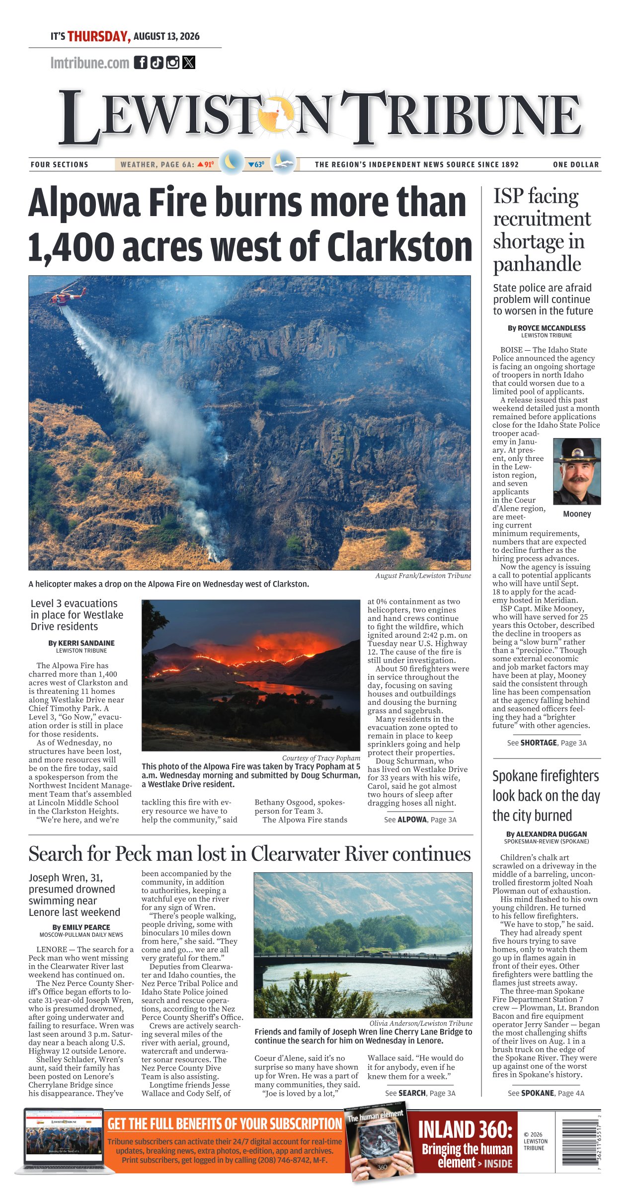 historic lewiston tribune print editions in idaho archives