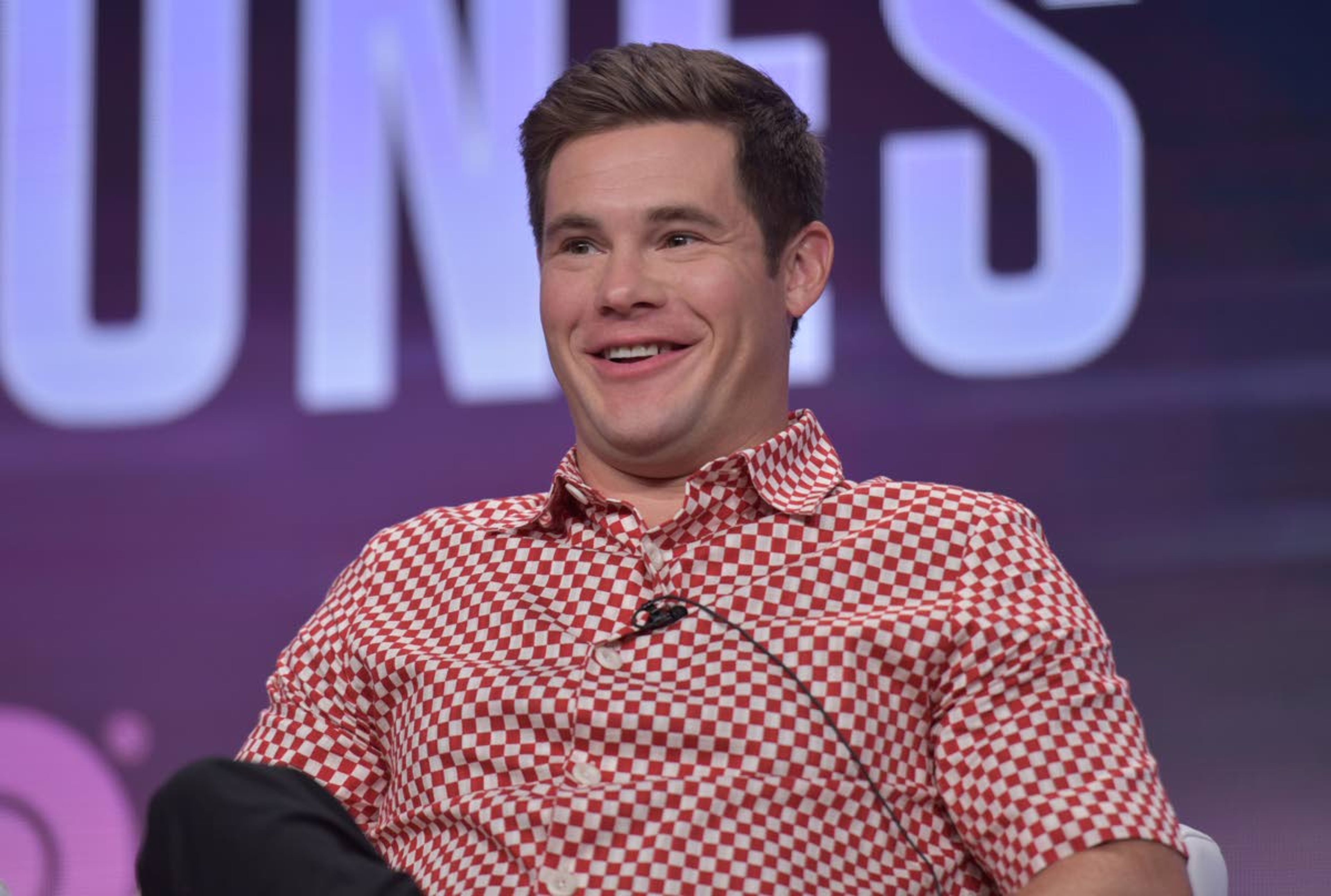 Adam Devine speaks in HBO's "The Righteous Gemstones" panel at the Television Critics Association Summer Press Tour on Wednesday, July 24, 2019, in Beverly Hills, Calif. (Photo by Richard Shotwell/Invision/AP)