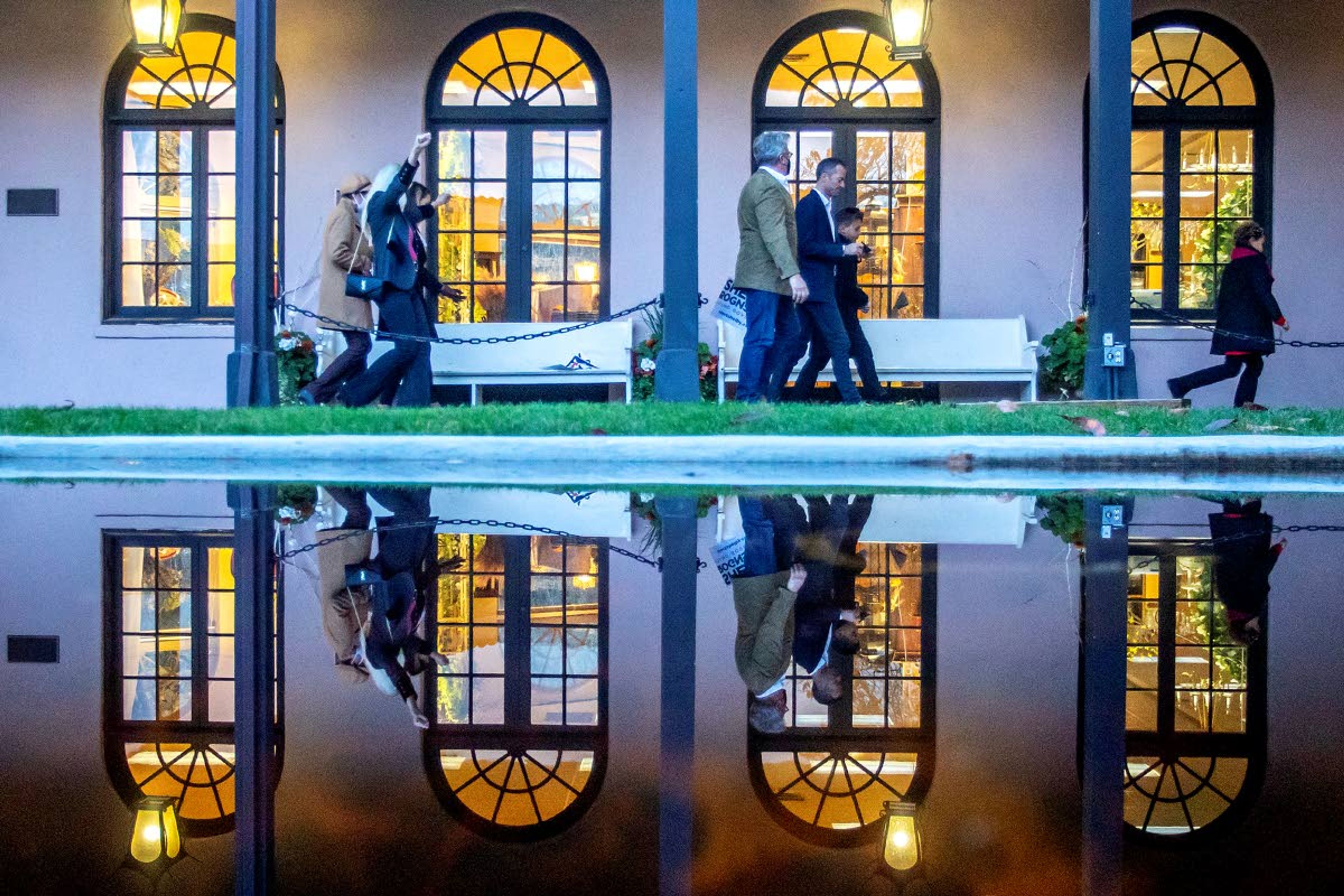 Shelby Rognstad walks into the Lewis-Clark Hotel with his family and others following his speech announcing his candidacy for Idaho governor Monday.