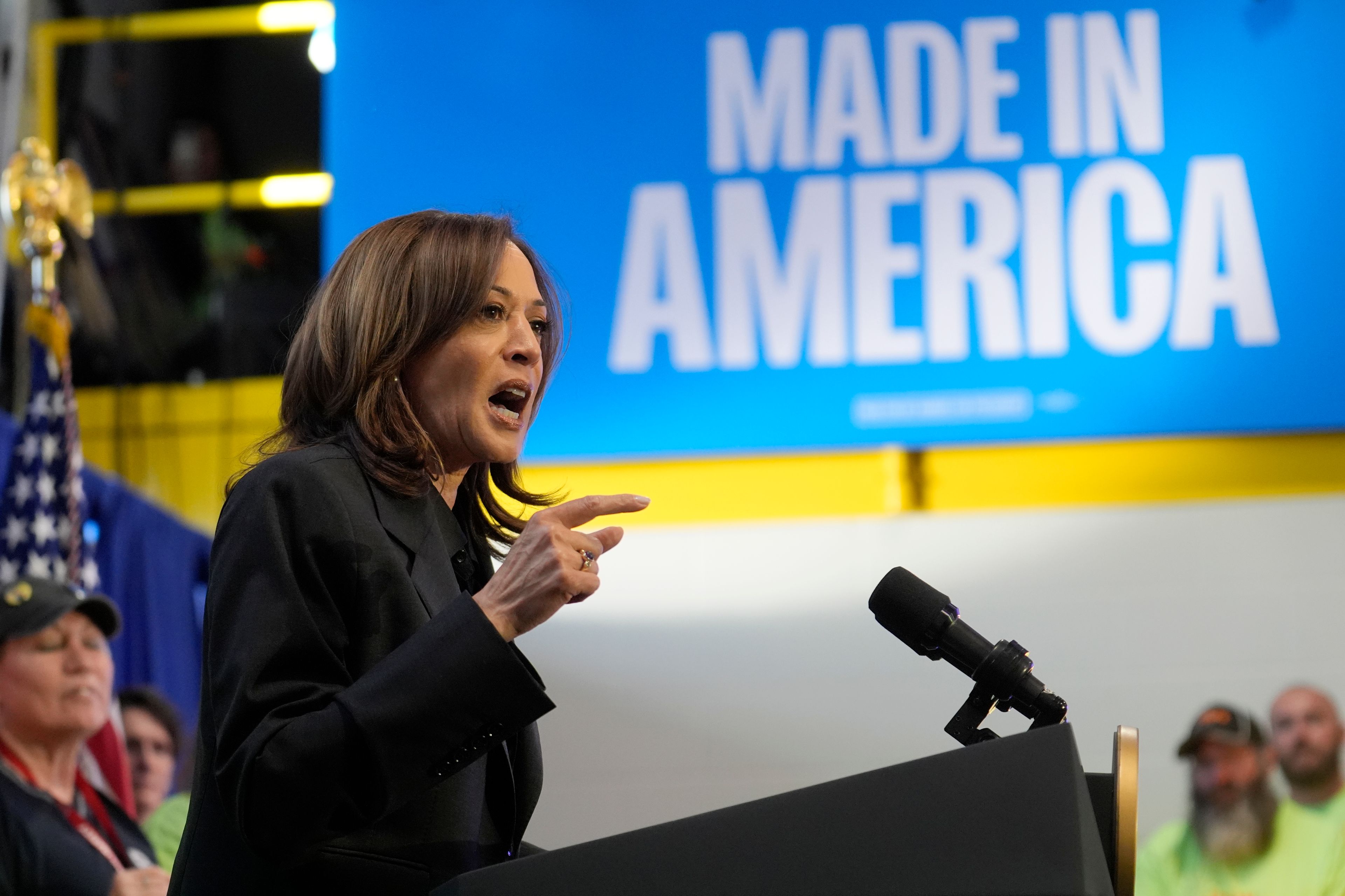 Democratic presidential nominee Vice President Kamala Harris speaks during a campaign event in Janesville, Wis., Friday, Nov. 1, 2024. (AP Photo/Charles Rex Arbogast)