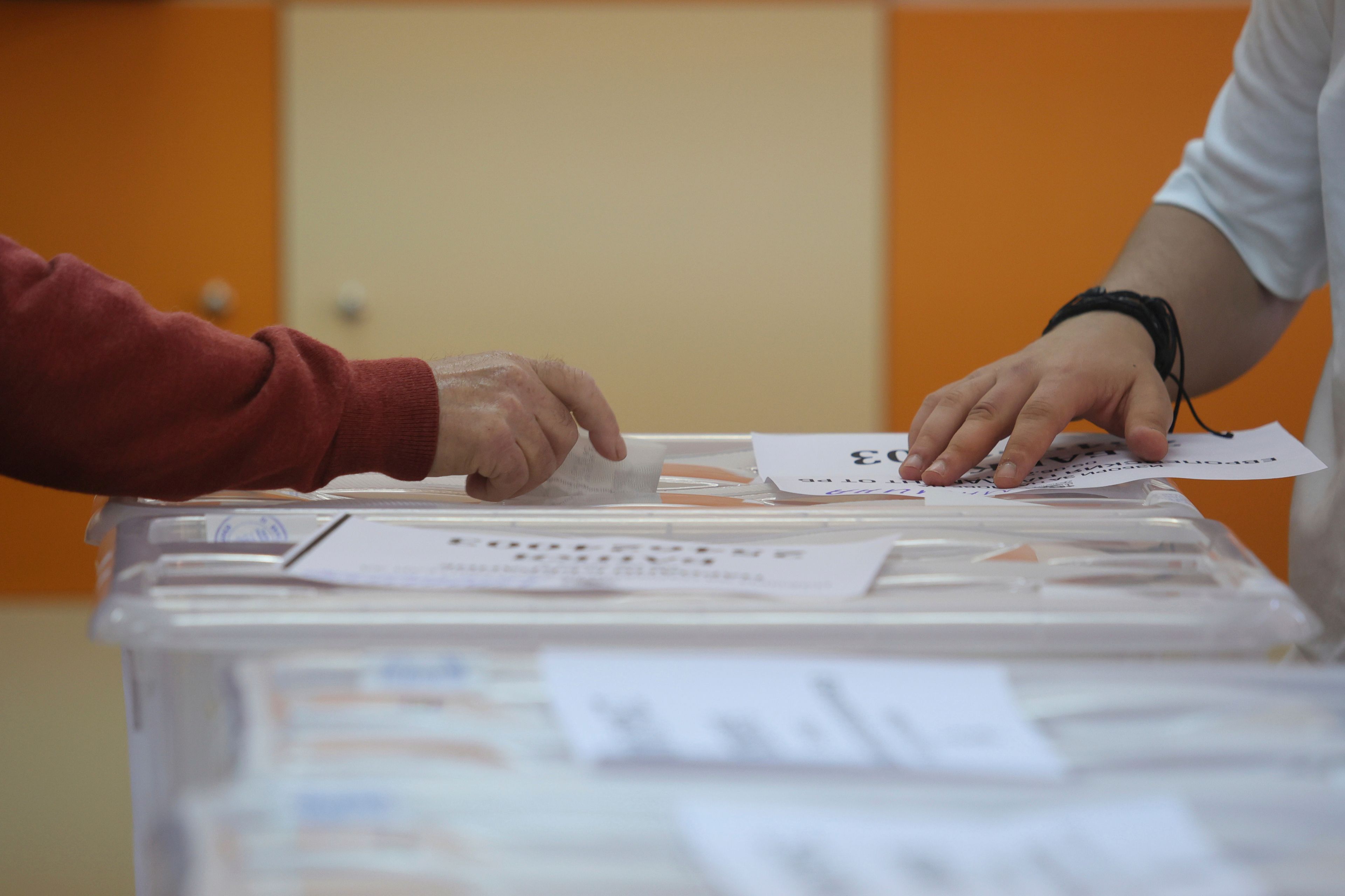 An early voter casts his vote in the polling station on the outskirts of Sofia, Sunday, June 9, 2024. Voters in Bulgaria are going to the polls on Sunday in national and European elections that have been overshadowed by political instability, economic inequality and growing concern over the war in nearby Ukraine.