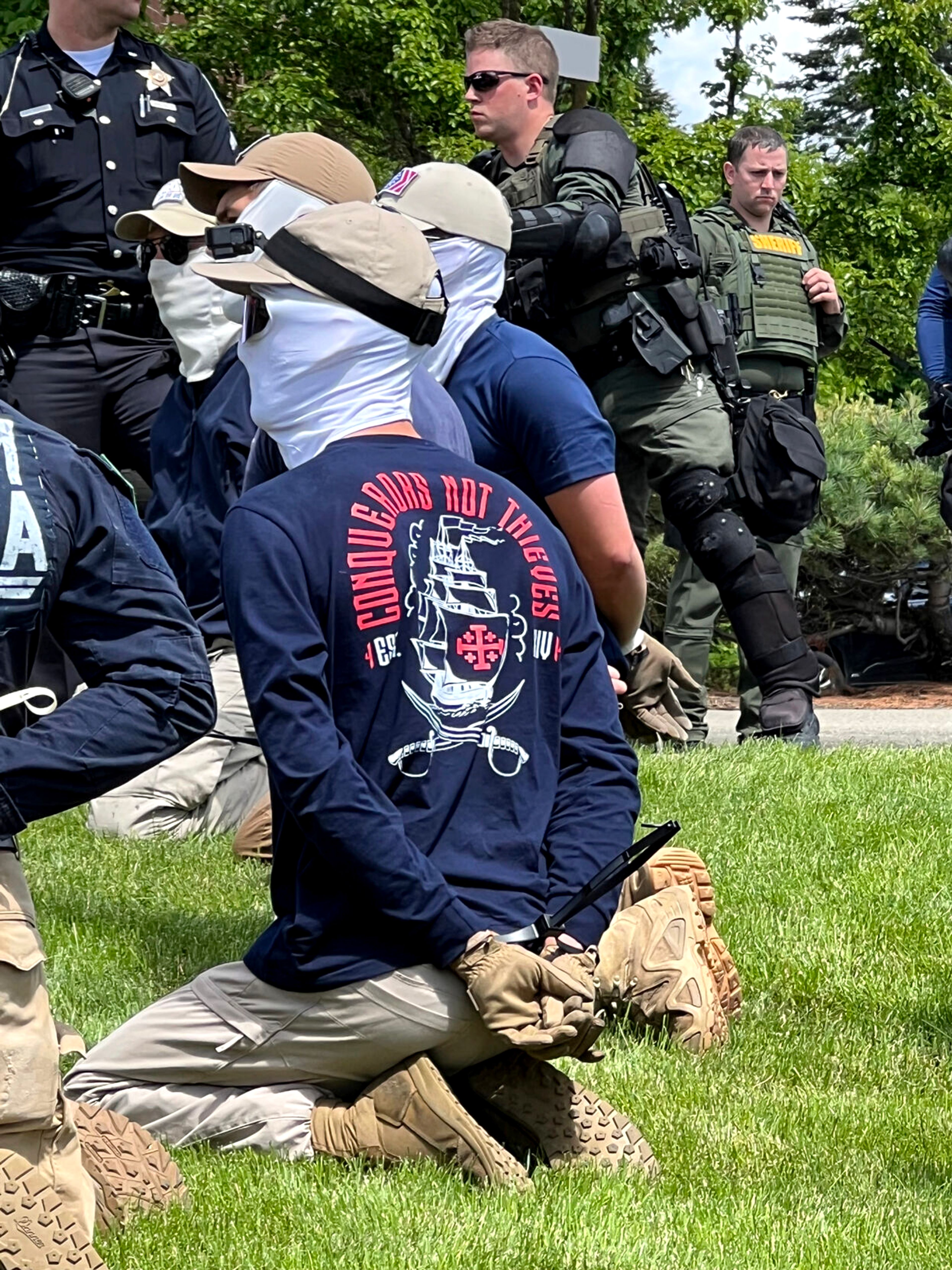 Patriot Front members are arrested in Coeur d'Alene.