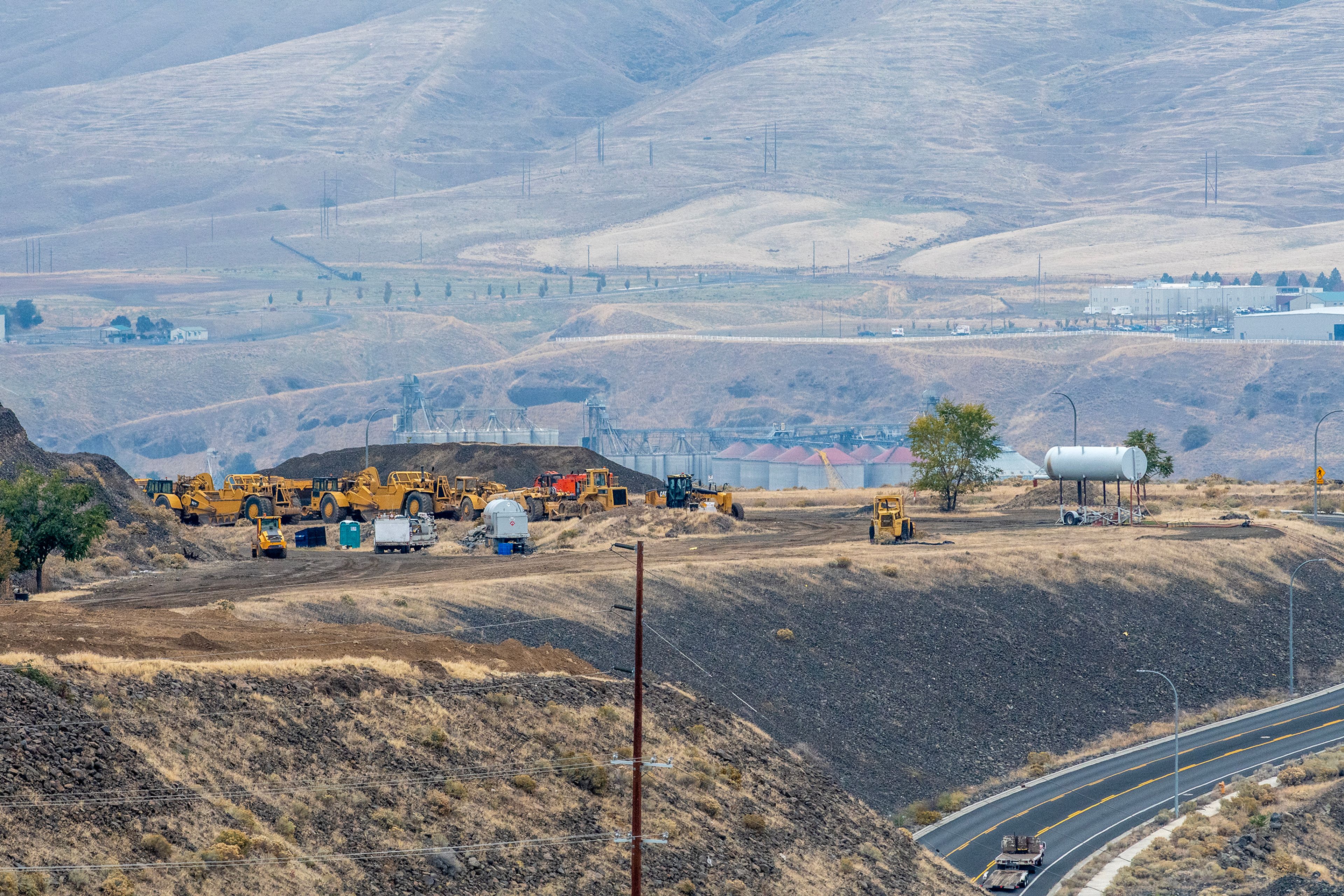 Construction vehicles is pictured Wednesday off Nez Perce Drive in Lewiston.