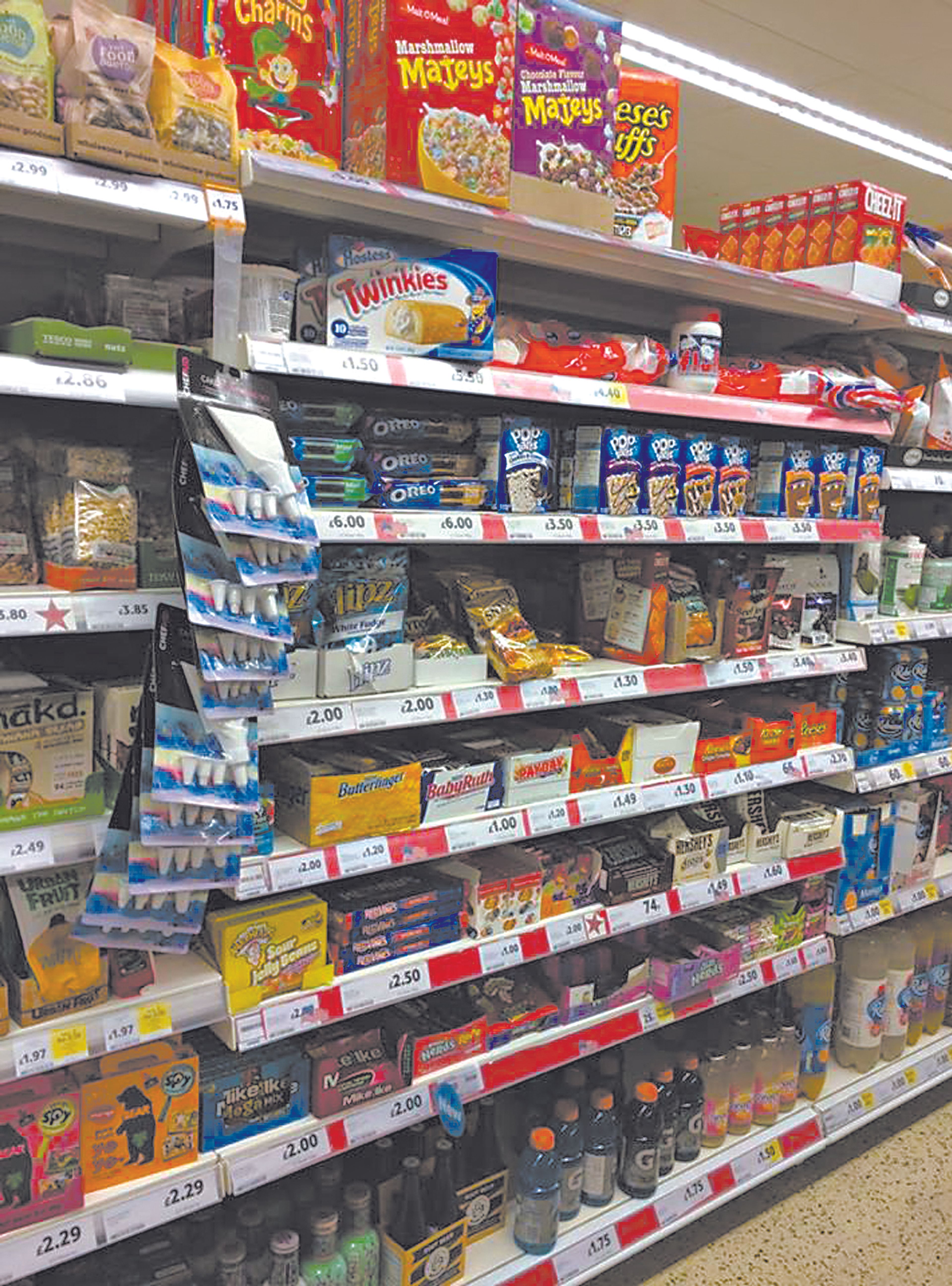 People wanting to buy American cereals in Glasgow, Scotland, can reach for them on the top shelf of the American foods aisle at a Tesco grocery store there. Another option is ordering favorites from Amazon UK.