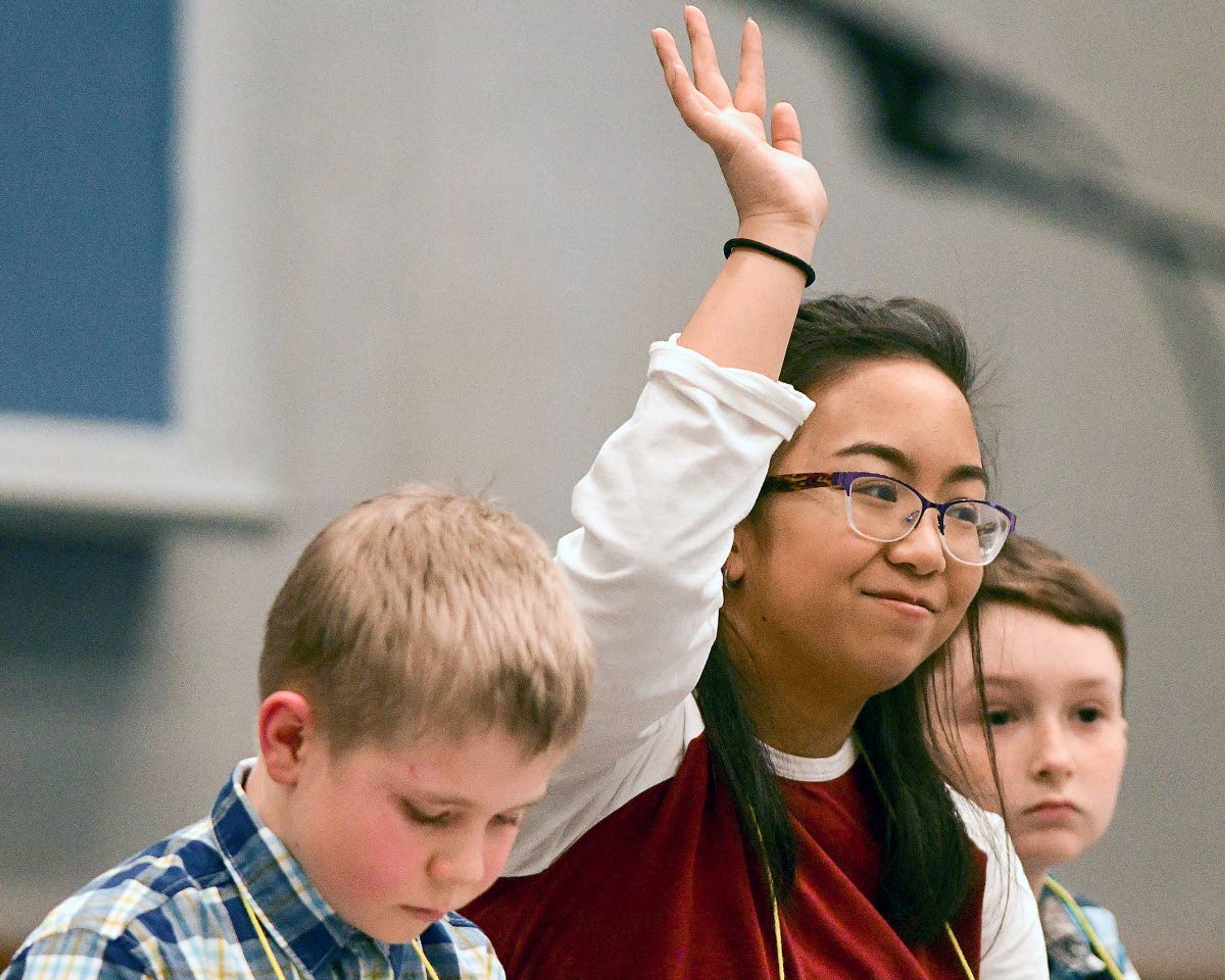 Louise Julia Grimaldo, an eighth grader from Orofino Junior/Senior High School, is acknowledge as the champion of the 34th Annual Inland Northwest Regional Spelling Bee.