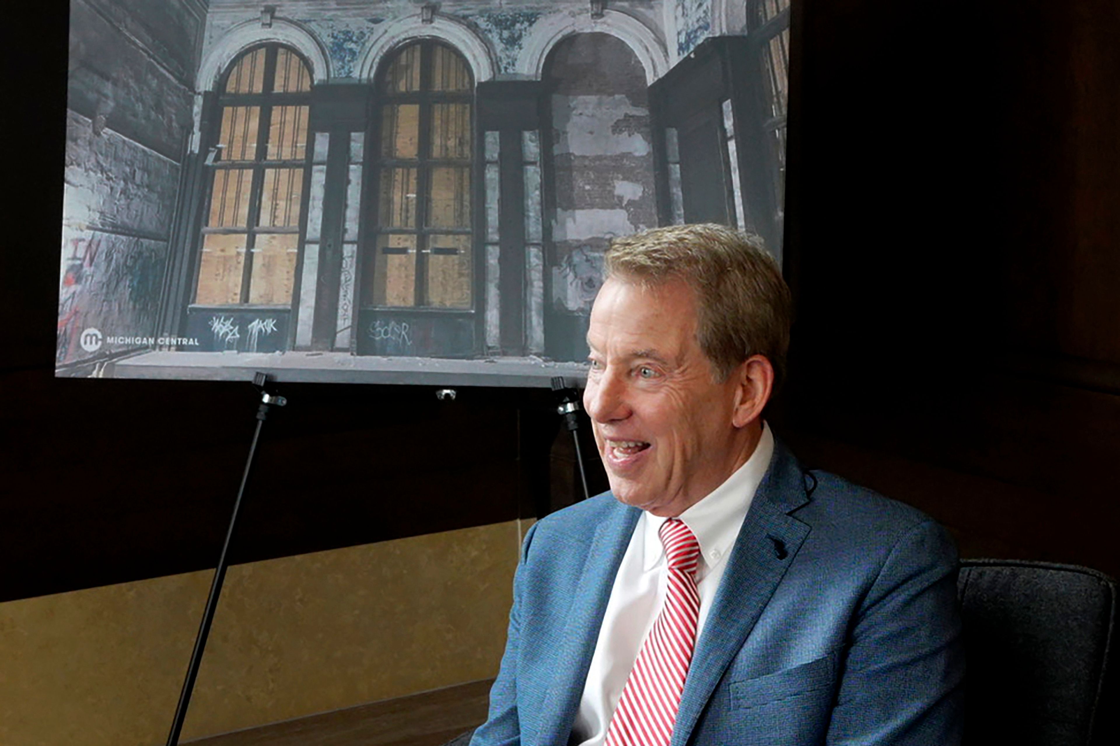 Ford Motor Co., executive chairman Bill Ford is interviewed at the Michigan Central Station, Wednesday, May 15, 2024, in Detroit. A once hulking scavenger-ravaged monolith that symbolized Detroit's decline reopens this week after a massive six-year multimillion dollar renovation by Ford Motor Co., which restored the Michigan Central Station to its past grandeur with a focus squarely on the future of mobility.