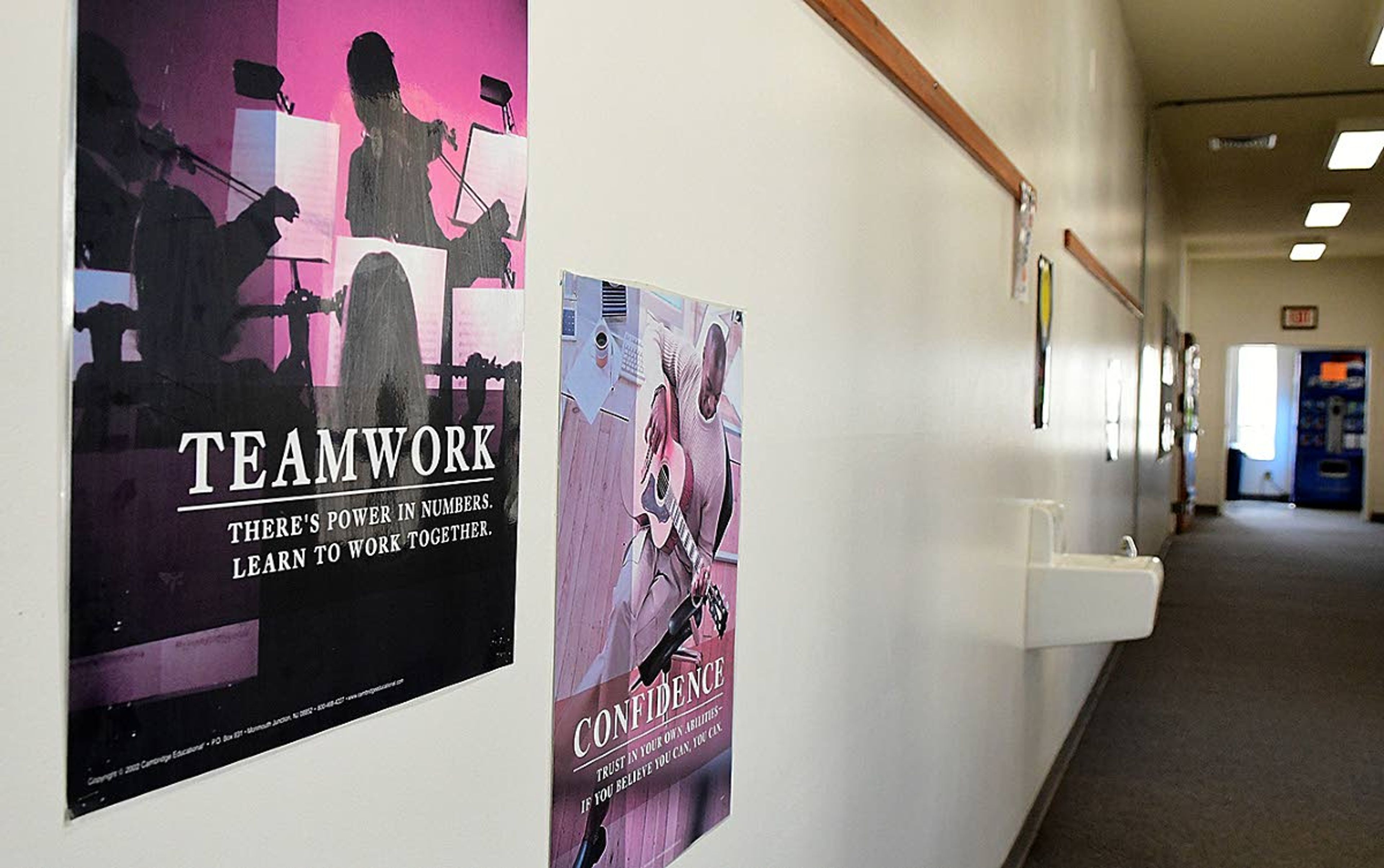 Posters with words of encouragement adorn the walls at Tammany High School.