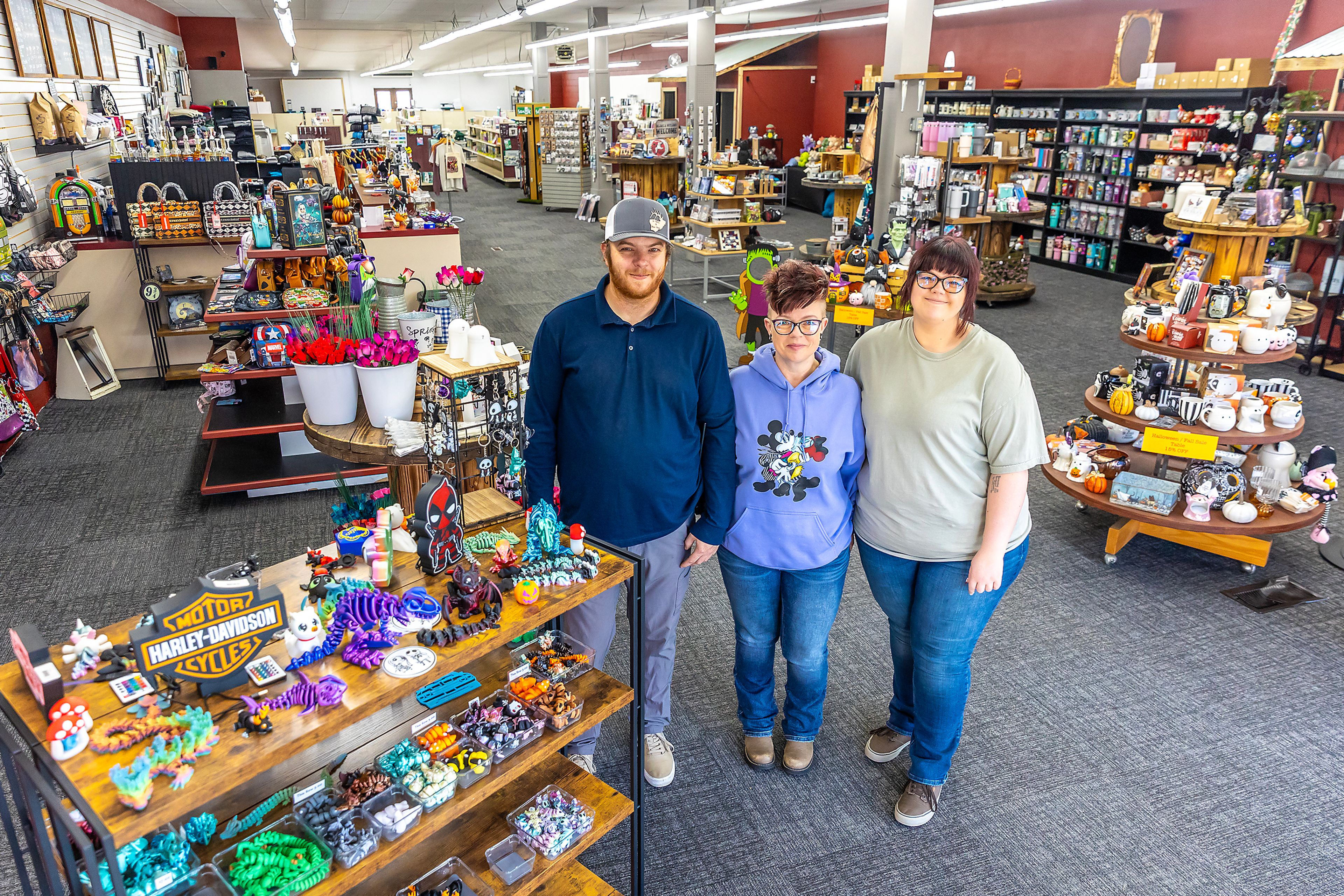 Heidi Brown poses for a photo with her children Cody Brown and Kayle Brown at Crafty Hide Away in Grangeville. All of the Browns wok at the store. 