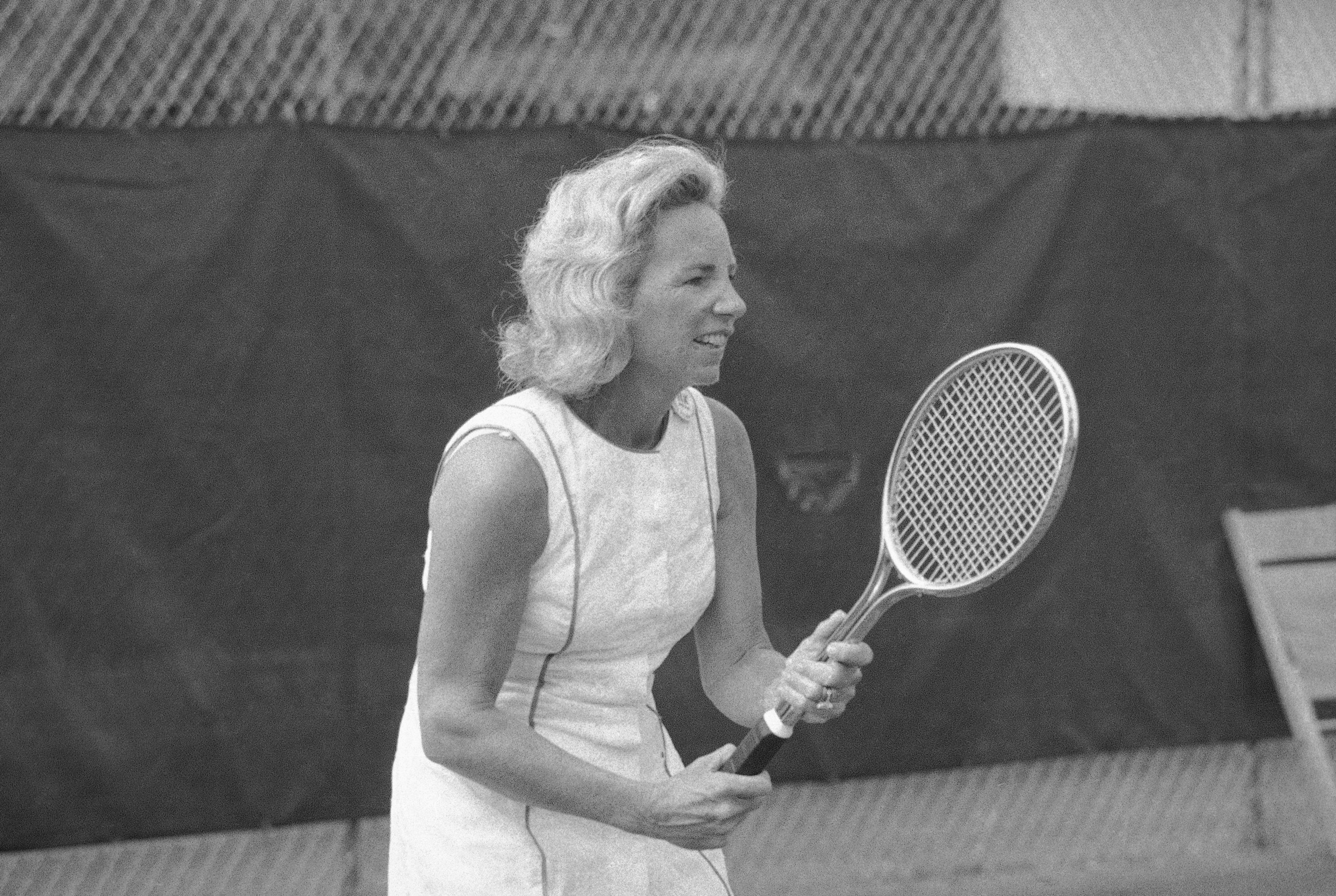 FILE - Ethel Kennedy, widow of the late Sen. Robert F. Kennedy, is shown at the Robert Kennedy Tennis Tournament in Forest Hills, N.Y., on Aug. 24, 1974. (AP Photo/Suzanne Vlamis, File)