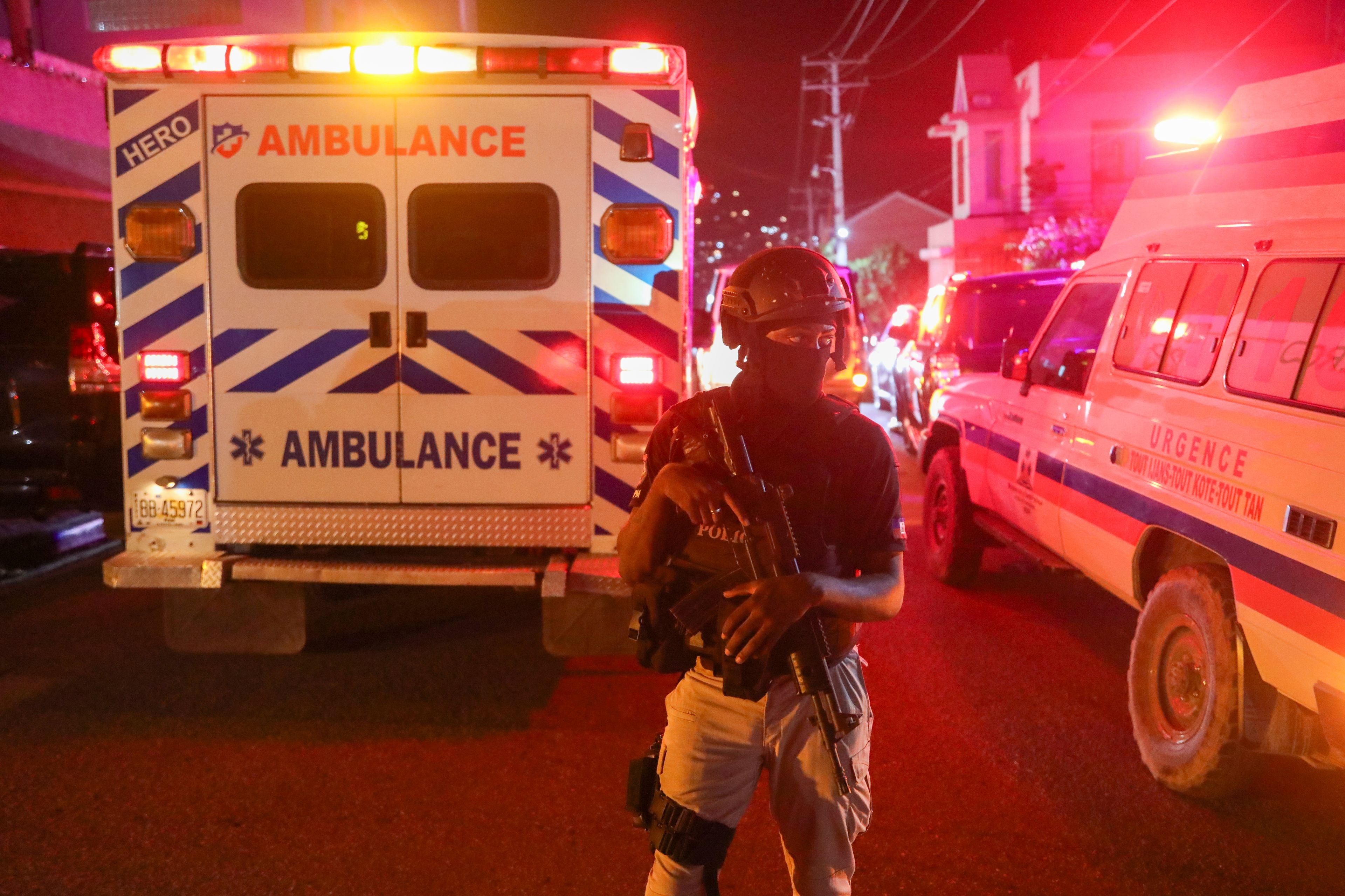 Police guard outside the hospital where Haiti's newly selected prime minister, Garry Conille was hospitalized in Port-au-Prince, Haiti late Saturday, June 8, 2024. Louis Gérald Gilles, a member of the transitional presidential council that recently chose Conille, said he was en route to the hospital and did not have further information.