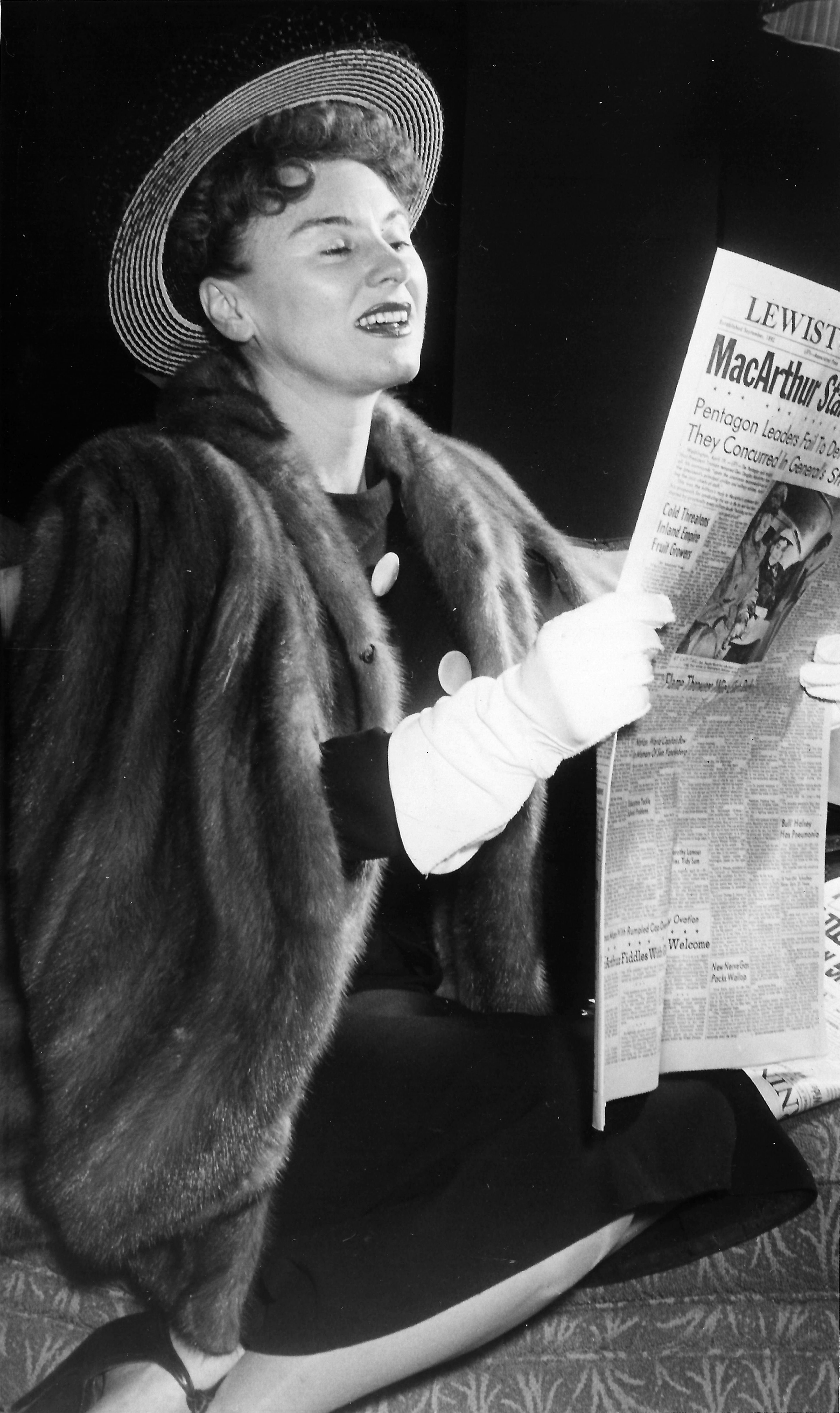 The singer Hildegarde scans the Lewiston Tribune at the Lewis-Clark Hotel just before her one-woman show at the North Idaho College of Education in this photo published in the April 21, 1951, Tribune. The famed singer was met at the top of the Lewiston Hill on her arrival there from Spokane by a special committee of Lewiston Lions Club greeters. The club sponsored her show at the NICE (now Lewis-Clark State College) gym in Lewiston. She was believed to be the first woman to wear the strapless evening gowns which have become popular. This is true, Hildegarde said. My first strapless gown was designed by Jacques Fath. Named as one of the ten best-dressed women in several yearly fashion polls, she left the hotel for her performance wearing a cape of butterfly mink over a fitted navy blue suit. Readers who would like to share their historical photos (20 years or older) from throughout the region may do so by emailing them to blasts@lmtribune.com or submitting them to: Blast from the Past, P.O. Box 957, Lewiston, ID 83501. Questions? Call Jeanne M. DePaul at (208) 848-2221.
