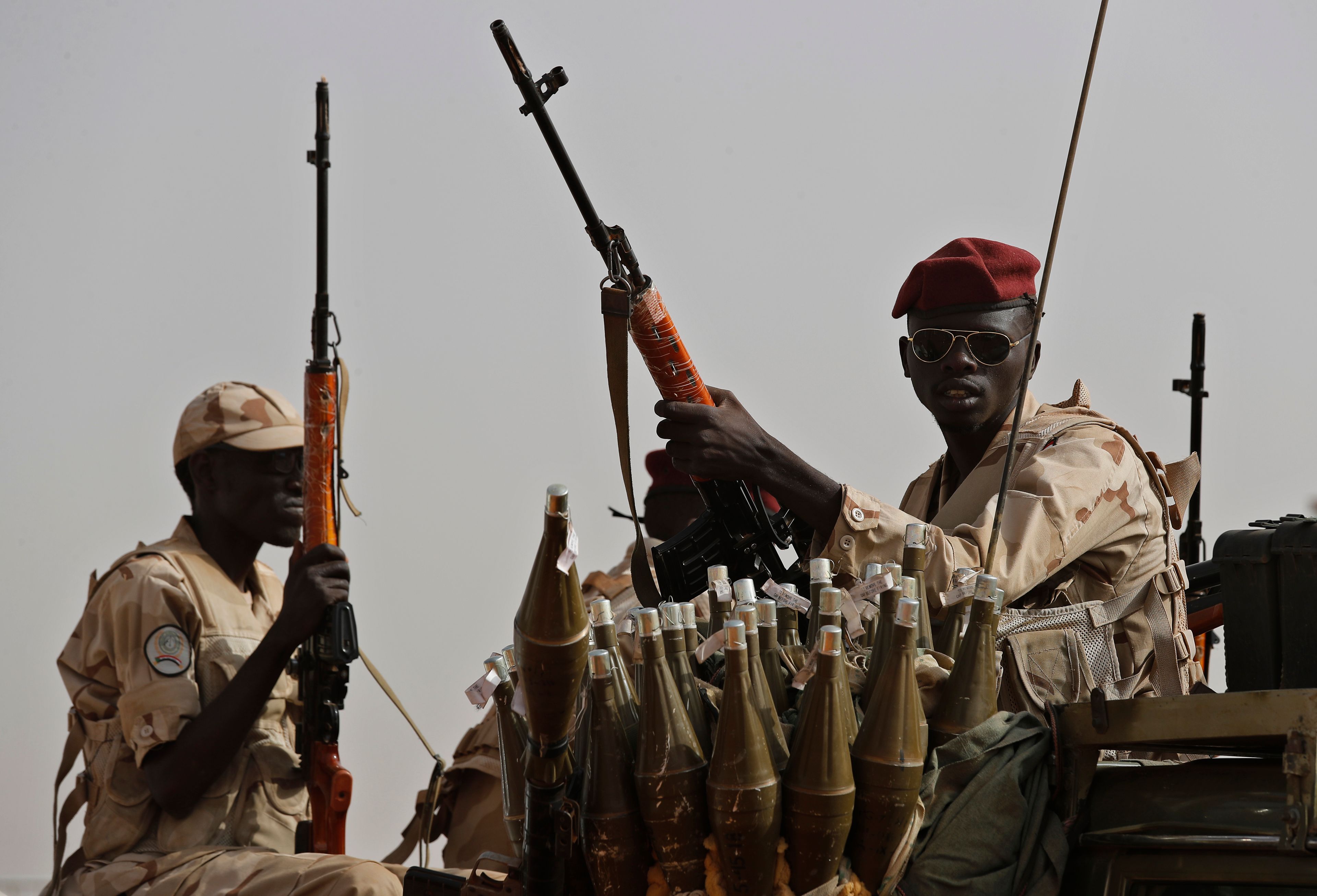 FILE - Sudanese soldiers from the Rapid Support Forces unit, led by Gen. Mohammed Hamdan Dagalo, the deputy head of the military council, secure the area where Dagalo attends a military-backed tribe's rally, in the East Nile province, Sudan, on June 22, 2019. The RSF, attacked the South Hospital in al-Fasher, the capital city of North Darfur province on Sunday, June 9, 2024 opening fire on medical staff and patients, Doctors Without Borders said in a statement.