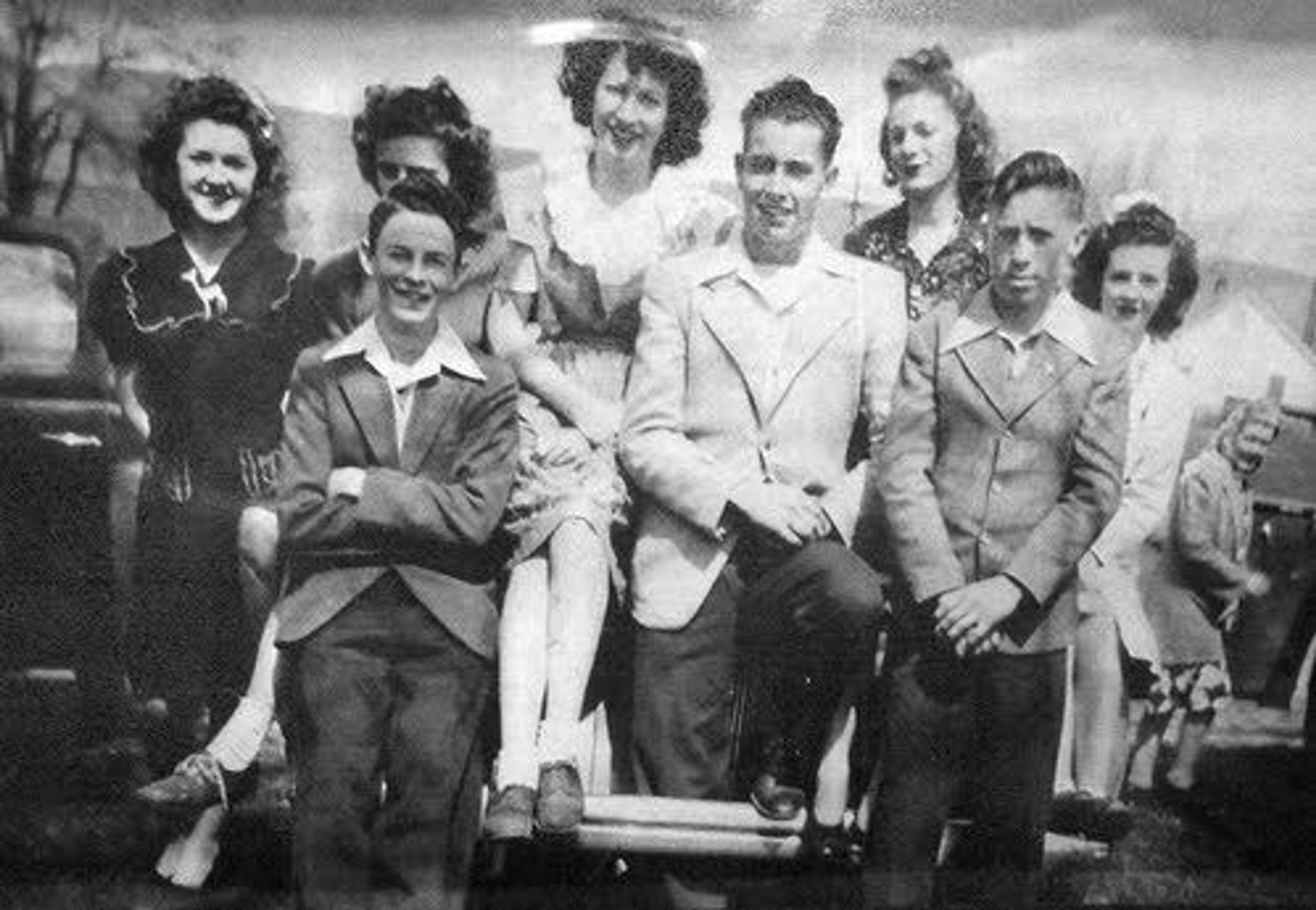 A group of dressed-up young members of the Lewiston Church of Christ pose for a photo in the 1940s.