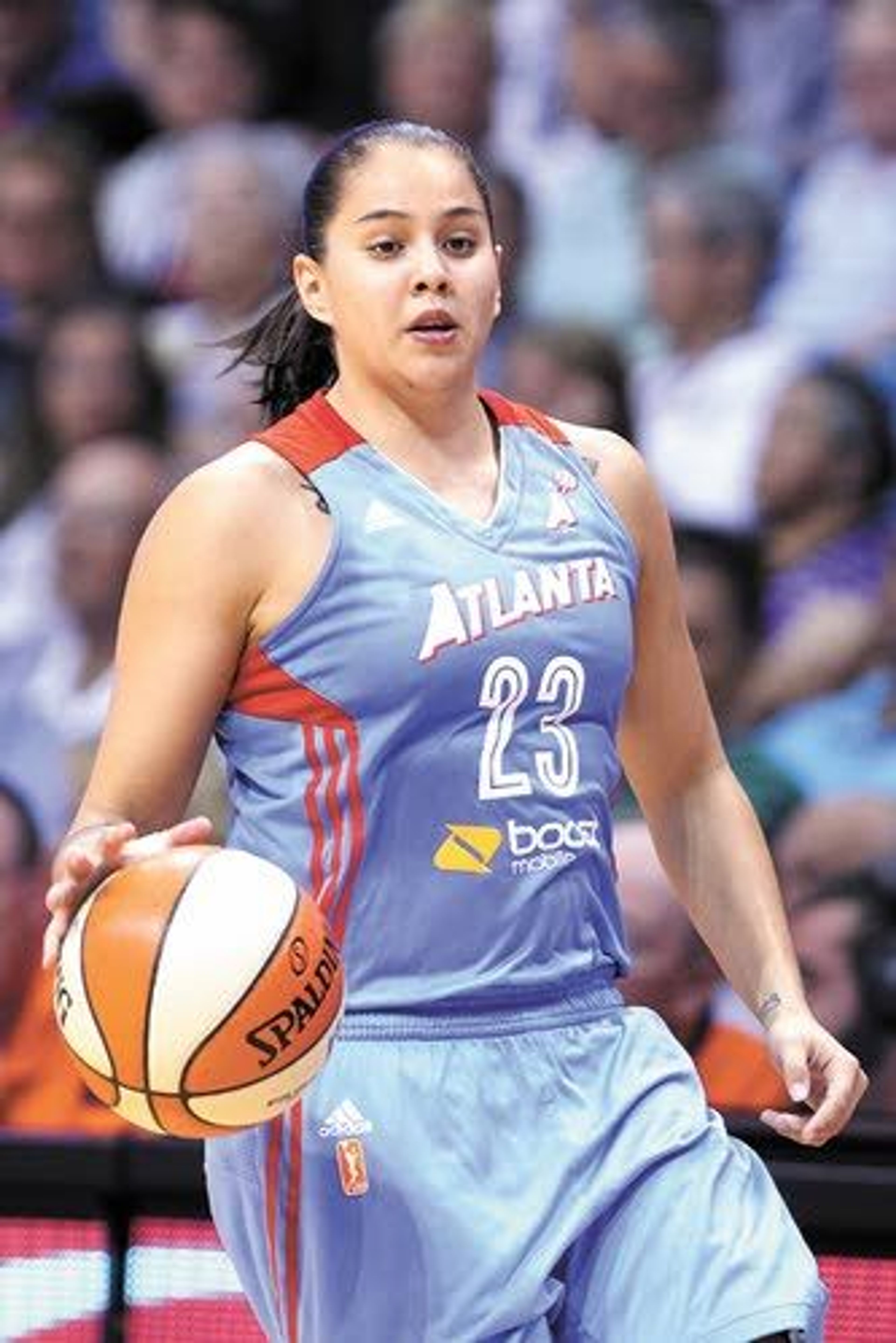 Shoni Schimmel is shown during an Atlanta Dream game last August. She made a surprise visit to Lapwai over the weekend.