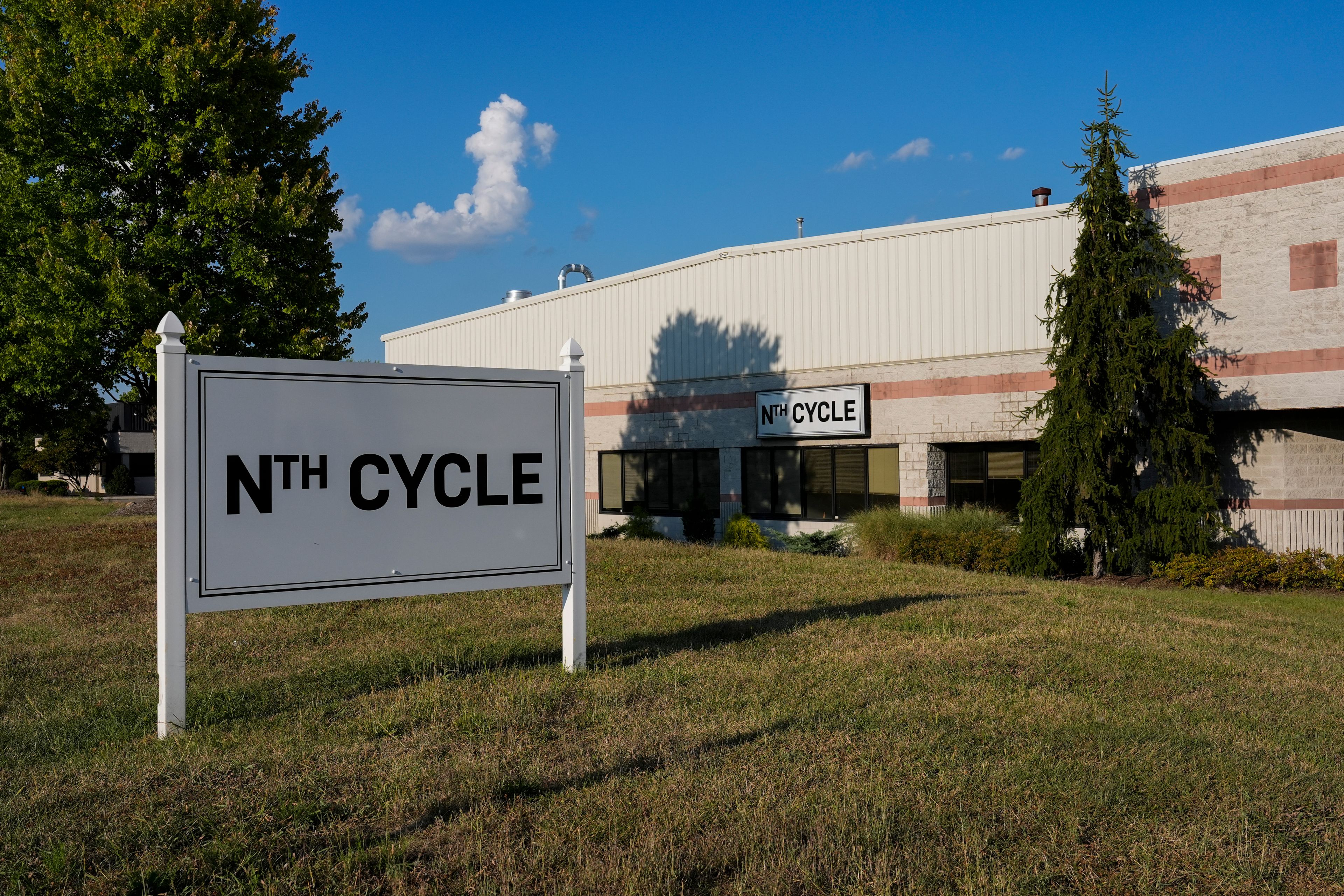 A sign stands outside Nth Cycle, Thursday, Sept. 5, 2024, in Fairfield, Ohio.