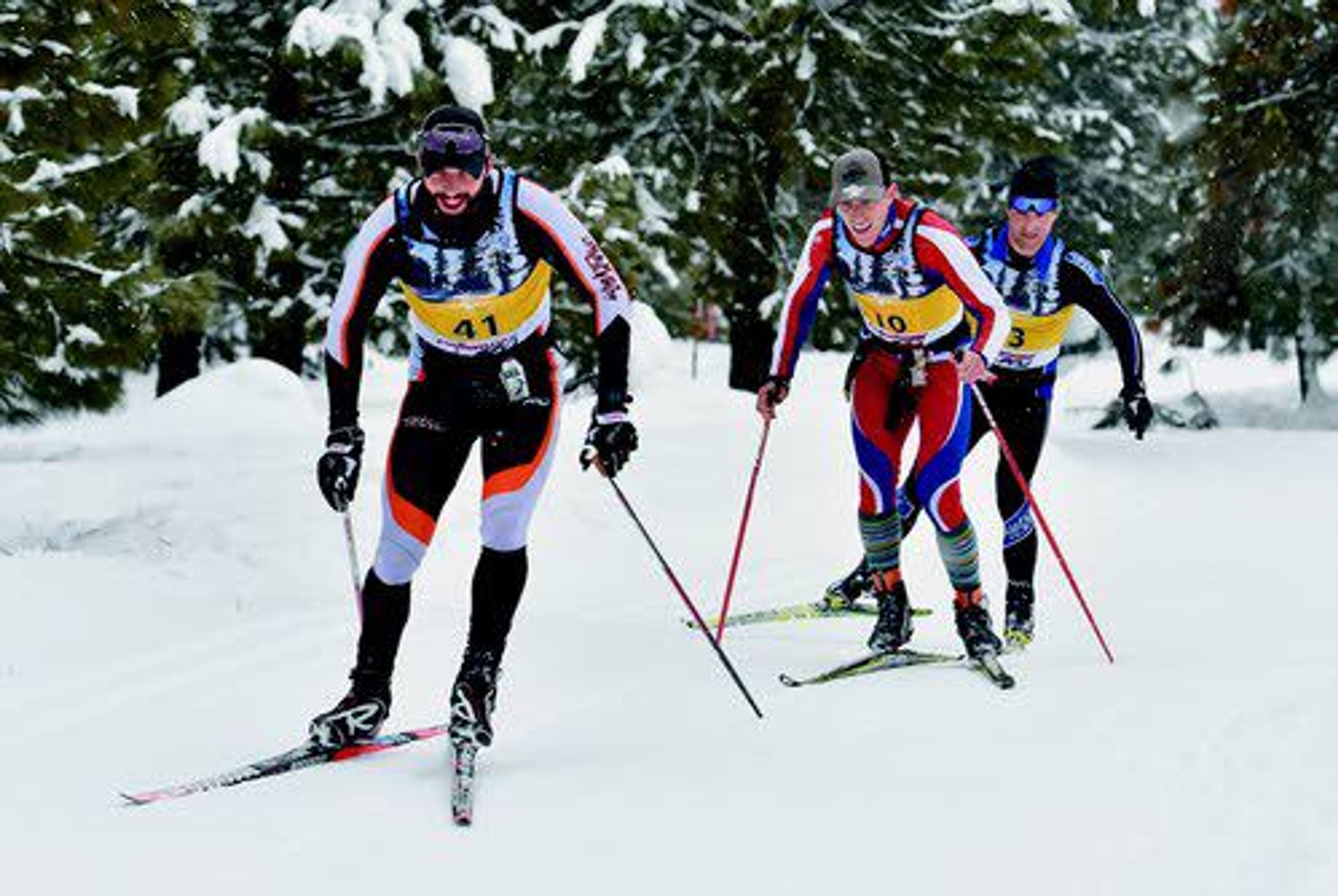 Nordic ski racers skate down a 15-kilometer groomed trail during the 2016 McCall Re-Mastered ski race. The 2017 version of the race is Saturday at Ponderosa State Park in McCall. Nordic racers skate, kick, and pole