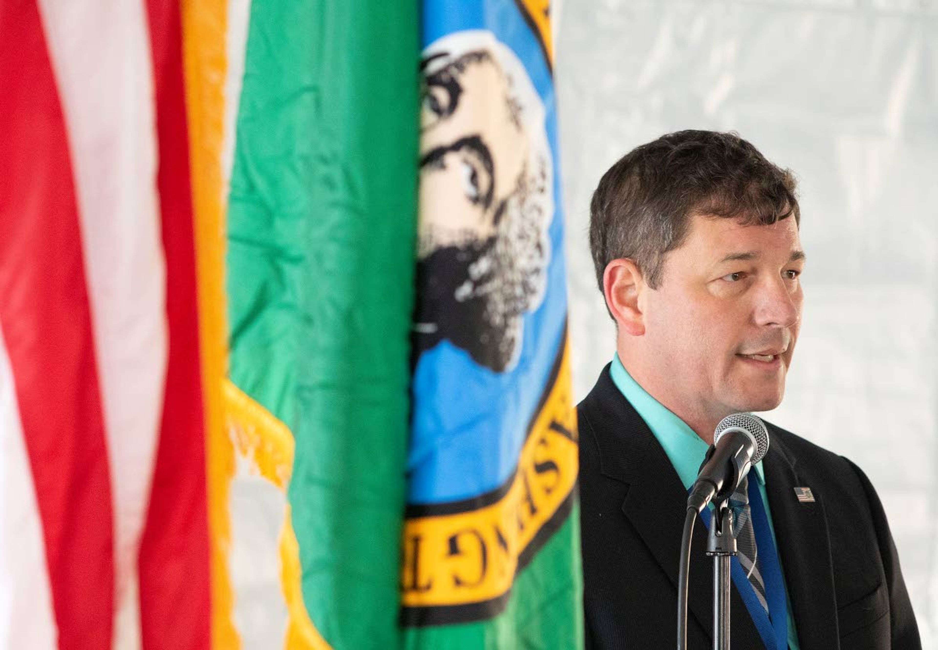 Pullman-Moscow Regional Airport Director Tony Bean speaks during a ribbon-cutting ceremony for the airport's new runway on Thursday.