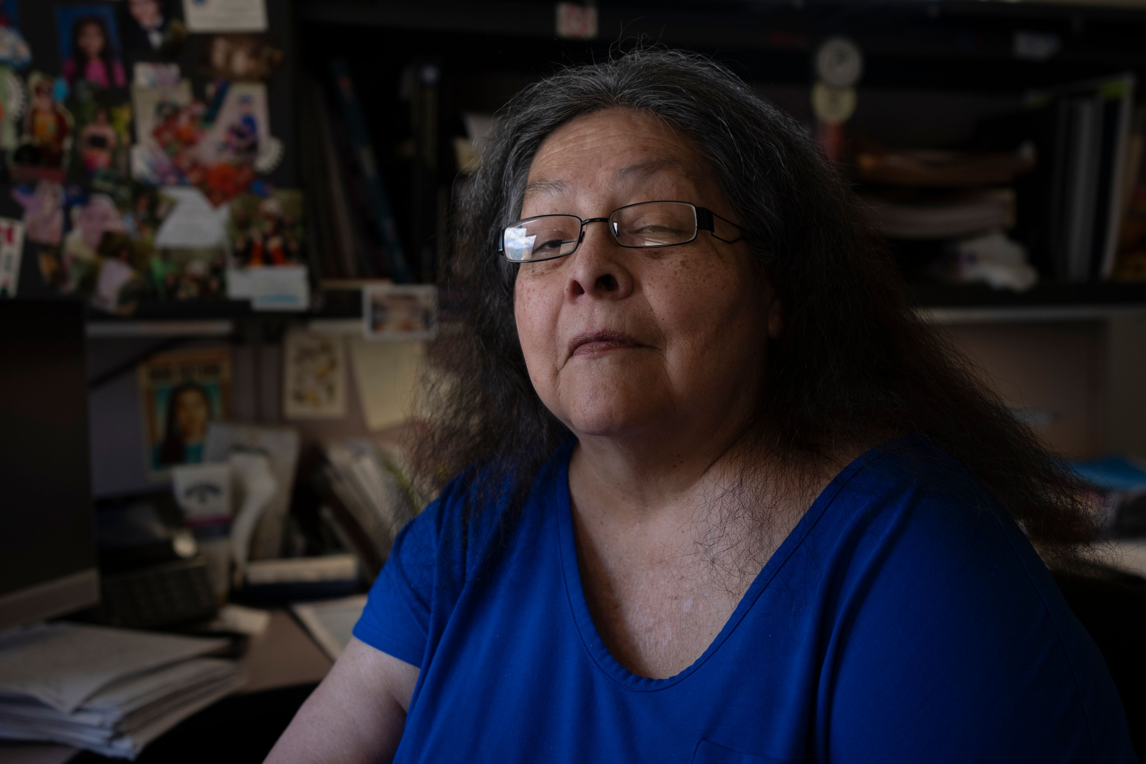 Elveda Martinez, an activist and a member of the Walker River Paiute Tribe, speaks during an interview with The Associated Press at the Walker River reservation in Nevada, Tuesday, May 14, 2024. The use of electronic balloting has been quietly expanding in recent years to cover the disabled and, in Nevada this year, Native American tribes. Election security experts are warning of the risk that ballots submitted on a computer can be digitally intercepted or manipulated.