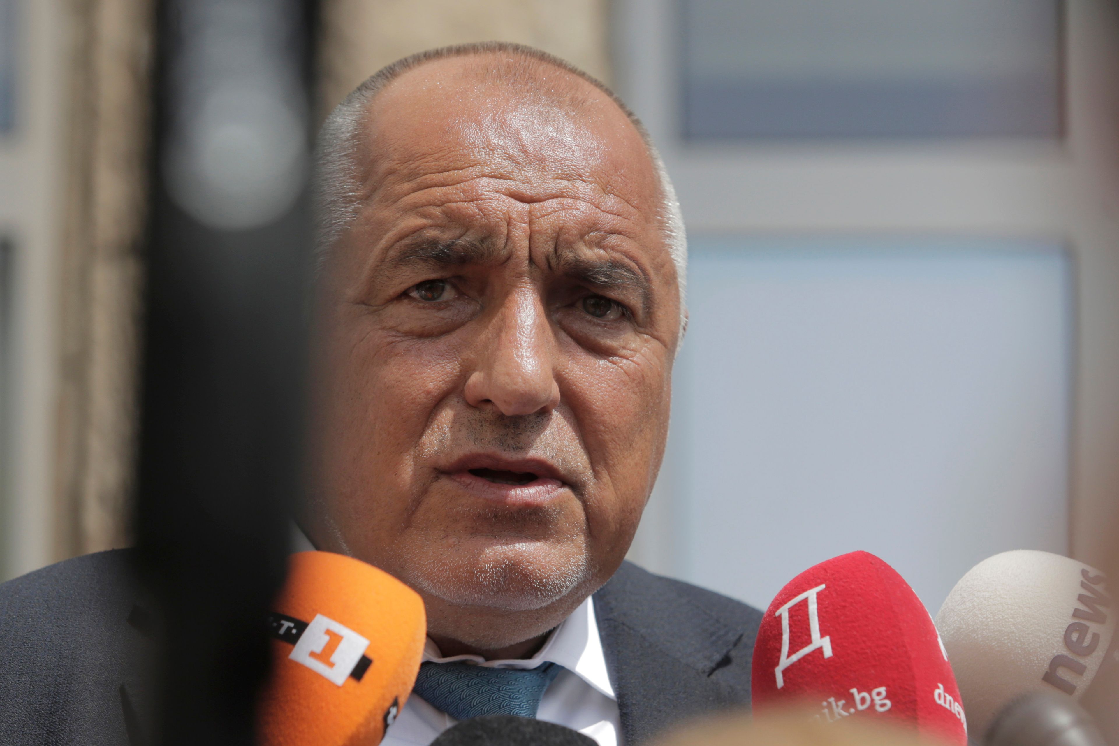 Bulgarian former Prime Minister Boyko Borissov talks to media after casting his vote at a polling station in Bankya, Sunday, June 9, 2024. Voters in Bulgaria are going to the polls on Sunday in national and European Parliament elections that have been overshadowed by political instability, economic inequality and growing concern over the war in nearby Ukraine.