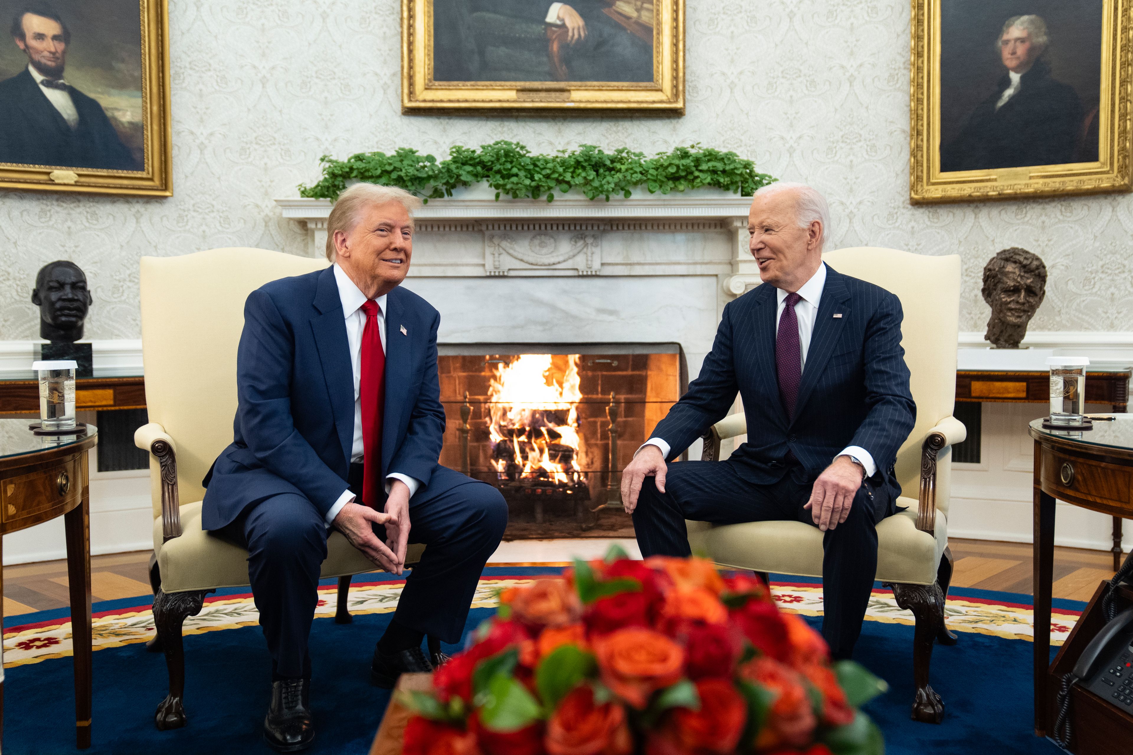 President Joe Biden meets with President-elect Donald Trump in the Oval Office of the White House, Wednesday, Nov. 13, 2024, in Washington. (AP Photo/Evan Vucci)