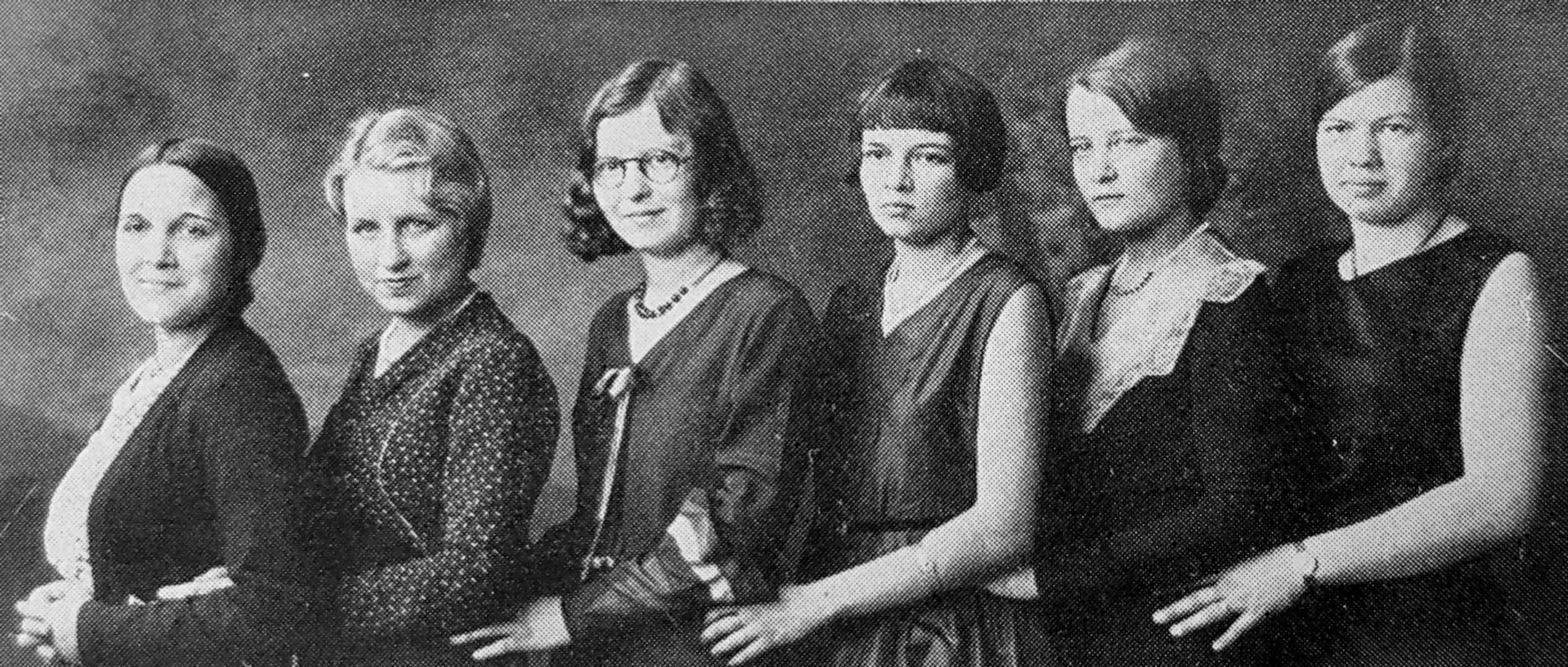 The Girls' Sextette at Lewiston High School in 1931, including Gladys Camille Sorey (second from left), who became Julie Gibson.