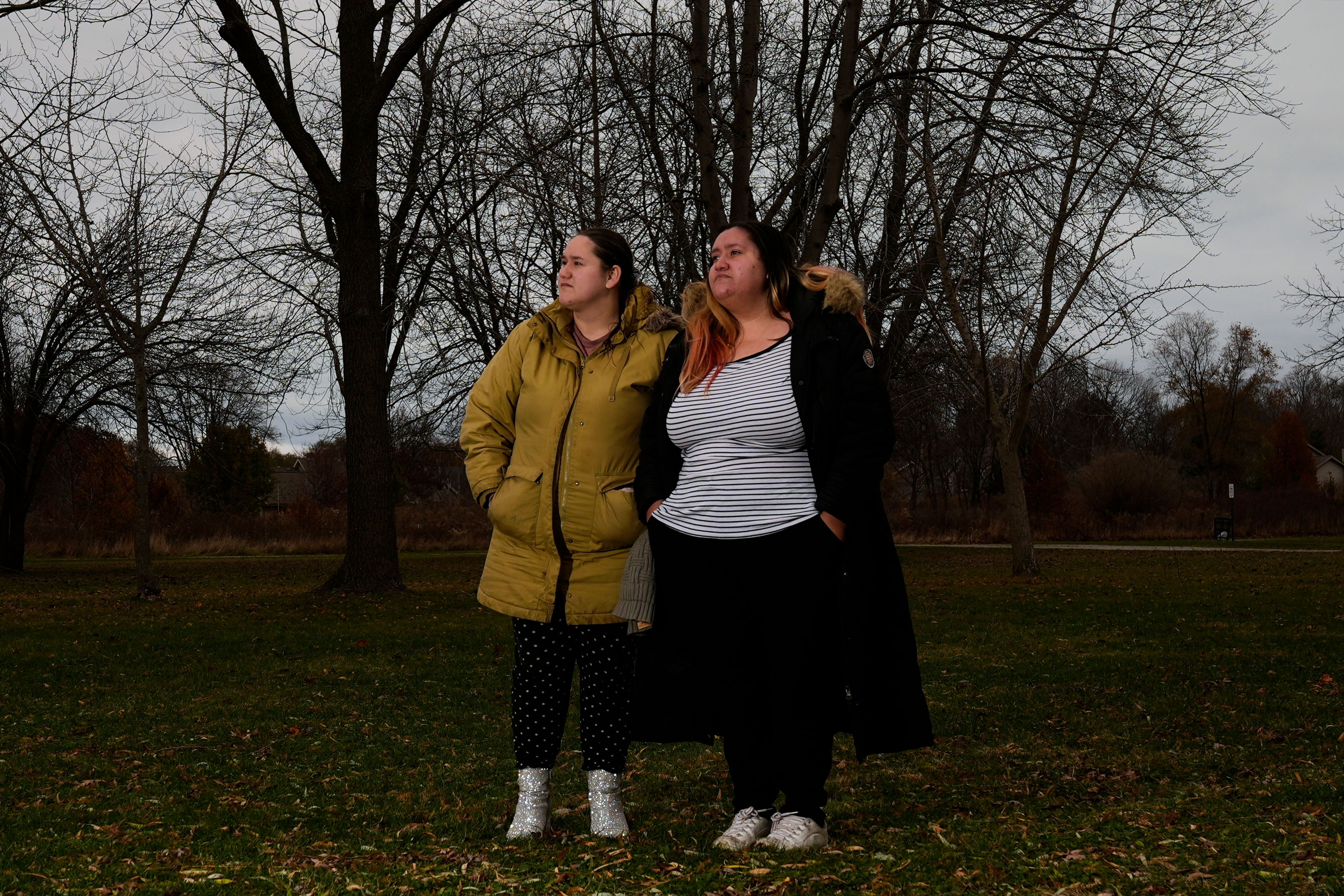 Sadie Perez, left, and her sister Amalia Perez and are seen Thursday, Nov. 28, 2024, in Wisconsin. (AP Photo/Morry Gash)