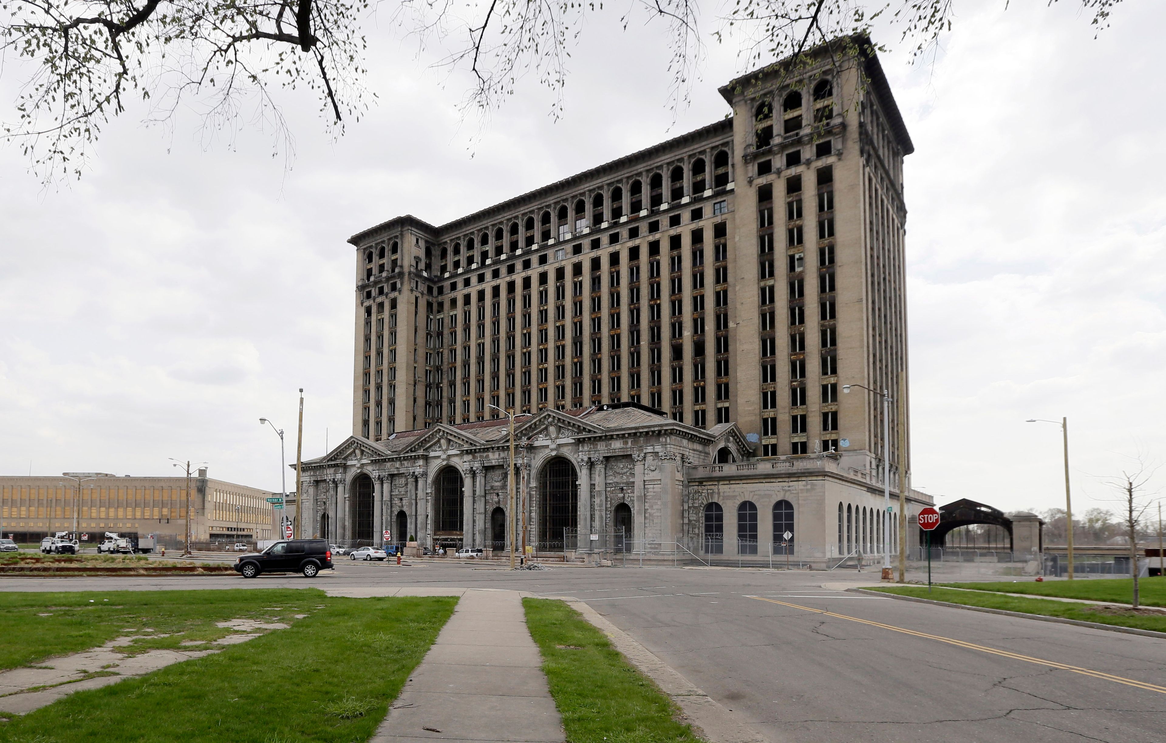 FILE- The interior of the Michigan Central Station is seen, Saturday, July 18, 2013 in Detroit. A once hulking scavenger-ravaged monolith that symbolized Detroit's decline reopens this week after a massive six-year multimillion dollar renovation by Ford Motor Co., which restored the Michigan Central Station to its past grandeur with a focus squarely on the future of mobility.