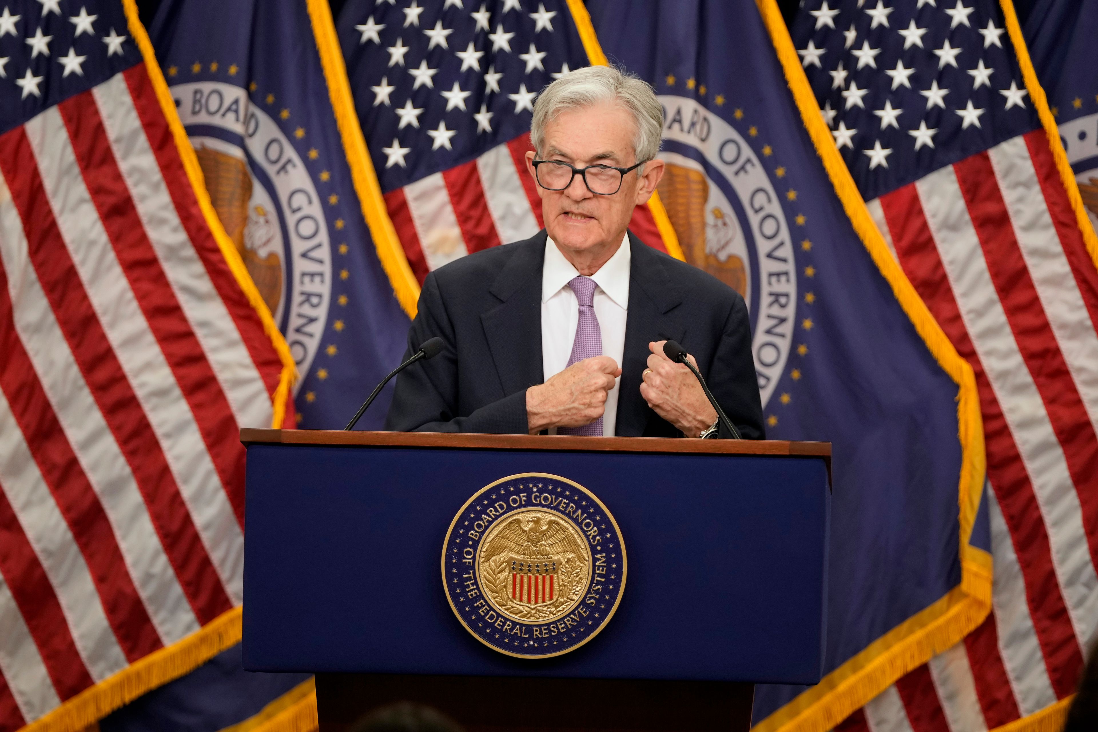 Federal Reserve Board Chairman Jerome Powell speaks during a news conference at the Federal Reserve in Washington, Thursday, Nov. 7, 2024. (AP Photo/Mark Schiefelbein)