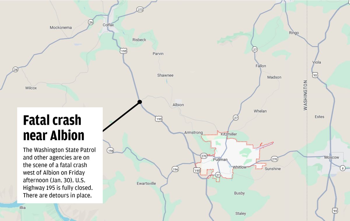 UPDATED AT 9:27 P.M.: Pullman woman dies in crash near Albio...