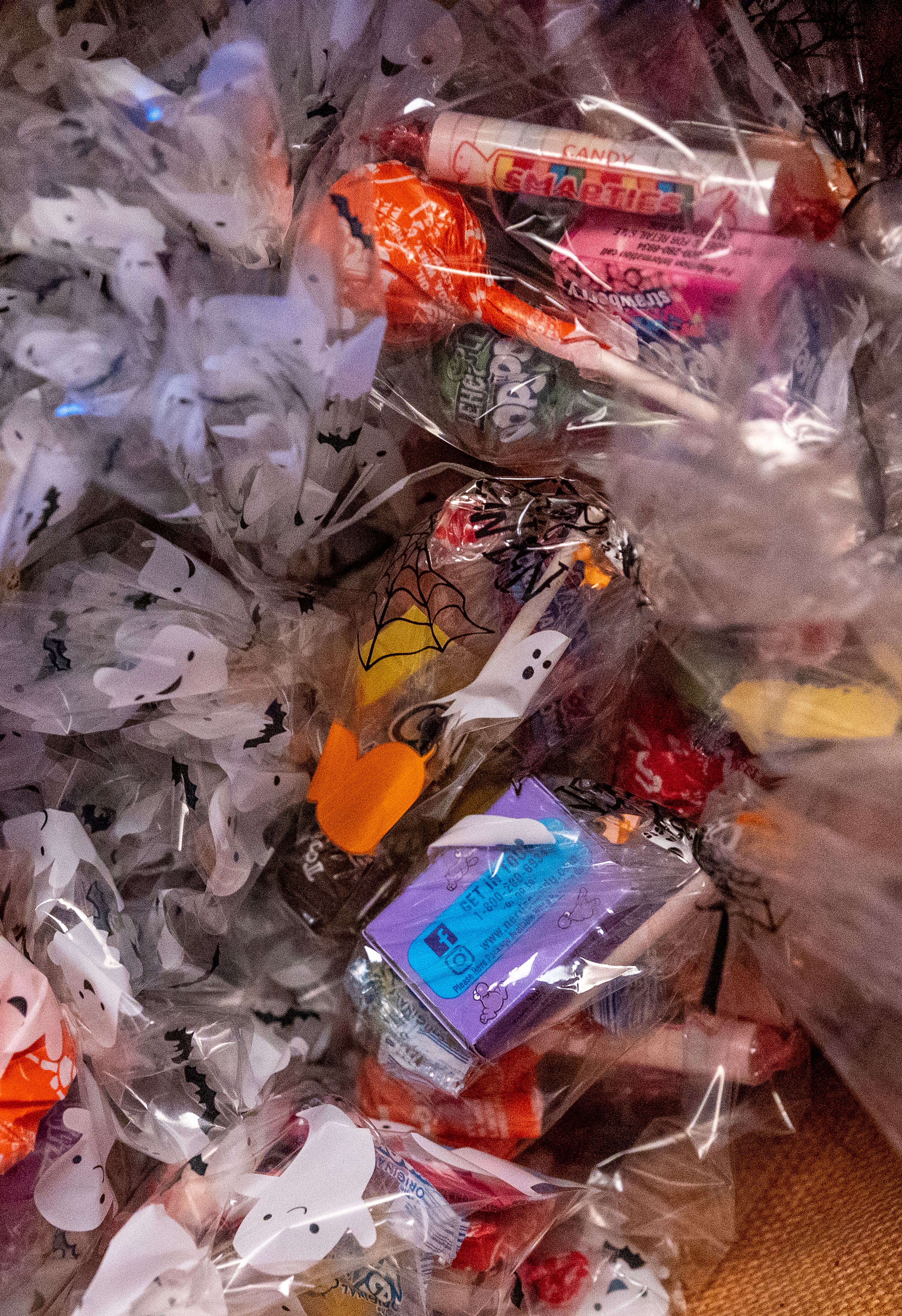 Bagged pieces of candy are pictured at the home of Mike and Sharon Ripley Thursday in Lewiston.