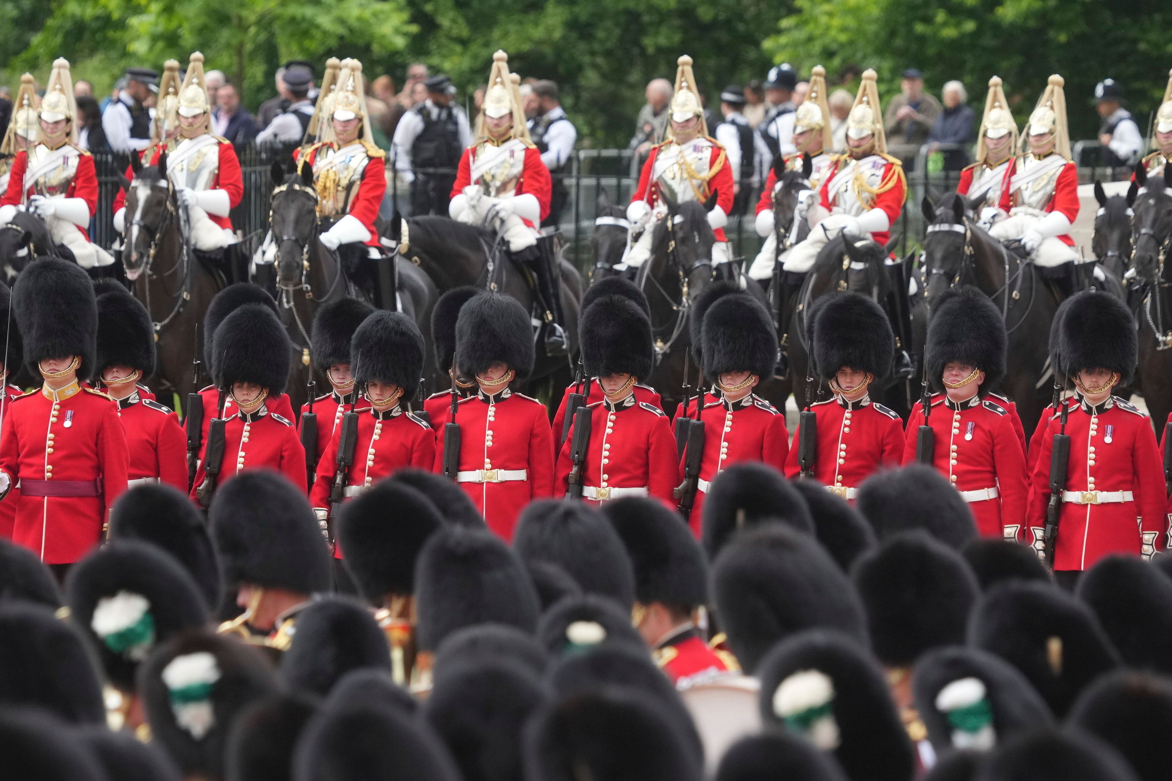 The Colonel's Review, for Trooping the Colour, at Horse Guards Parade in London, Saturday June 8, 2024, ahead of the King's Birthday Parade on June 15.