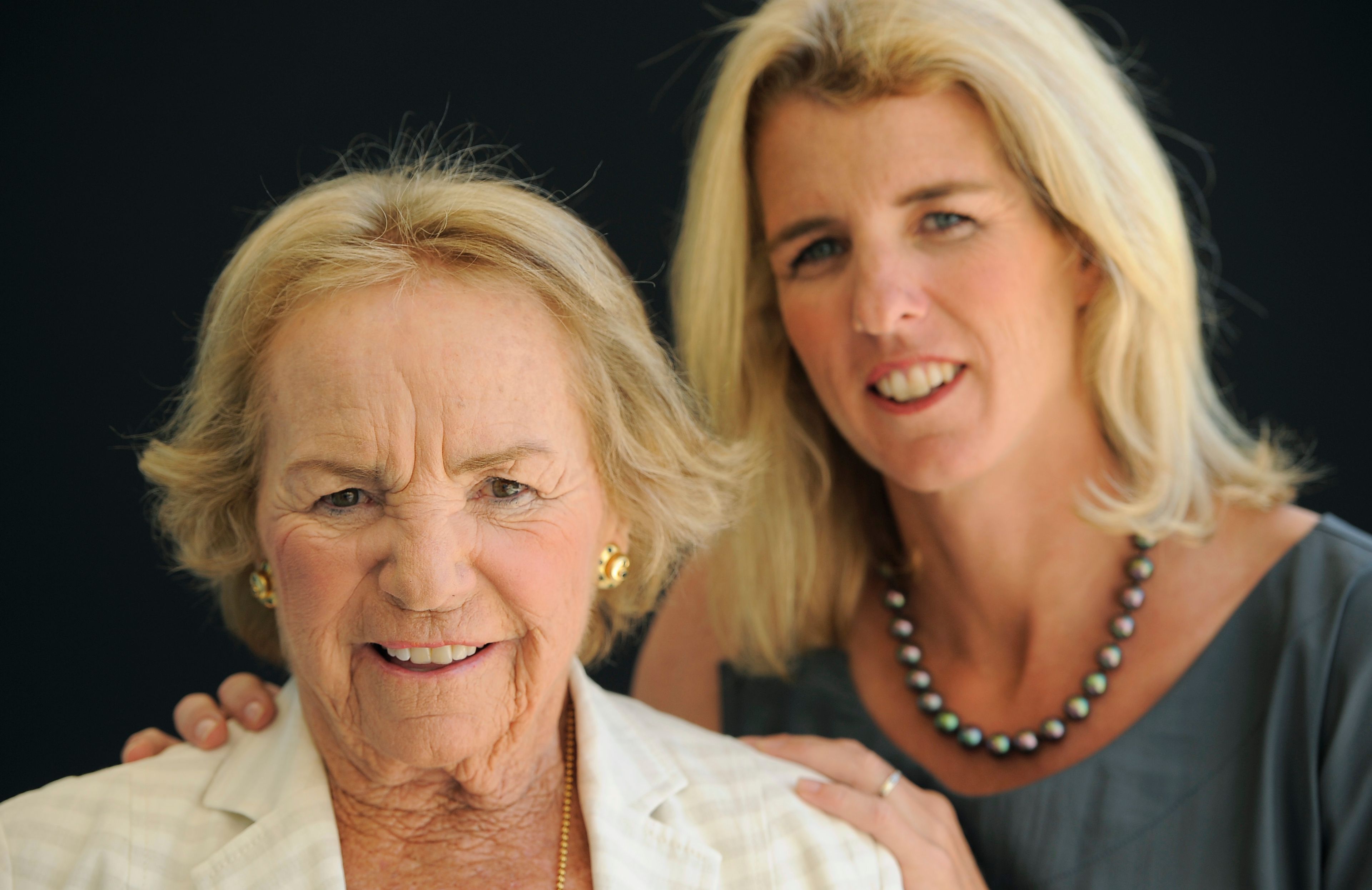 FILE - Ethel Kennedy, left, subject of the HBO documentary "Ethel," poses for a portrait with her daughter Rory Kennedy, the director of the film, Wednesday, Aug. 1, 2012 in Beverly Hills, Calif. (Photo by Chris Pizzello/Invision/AP, File)