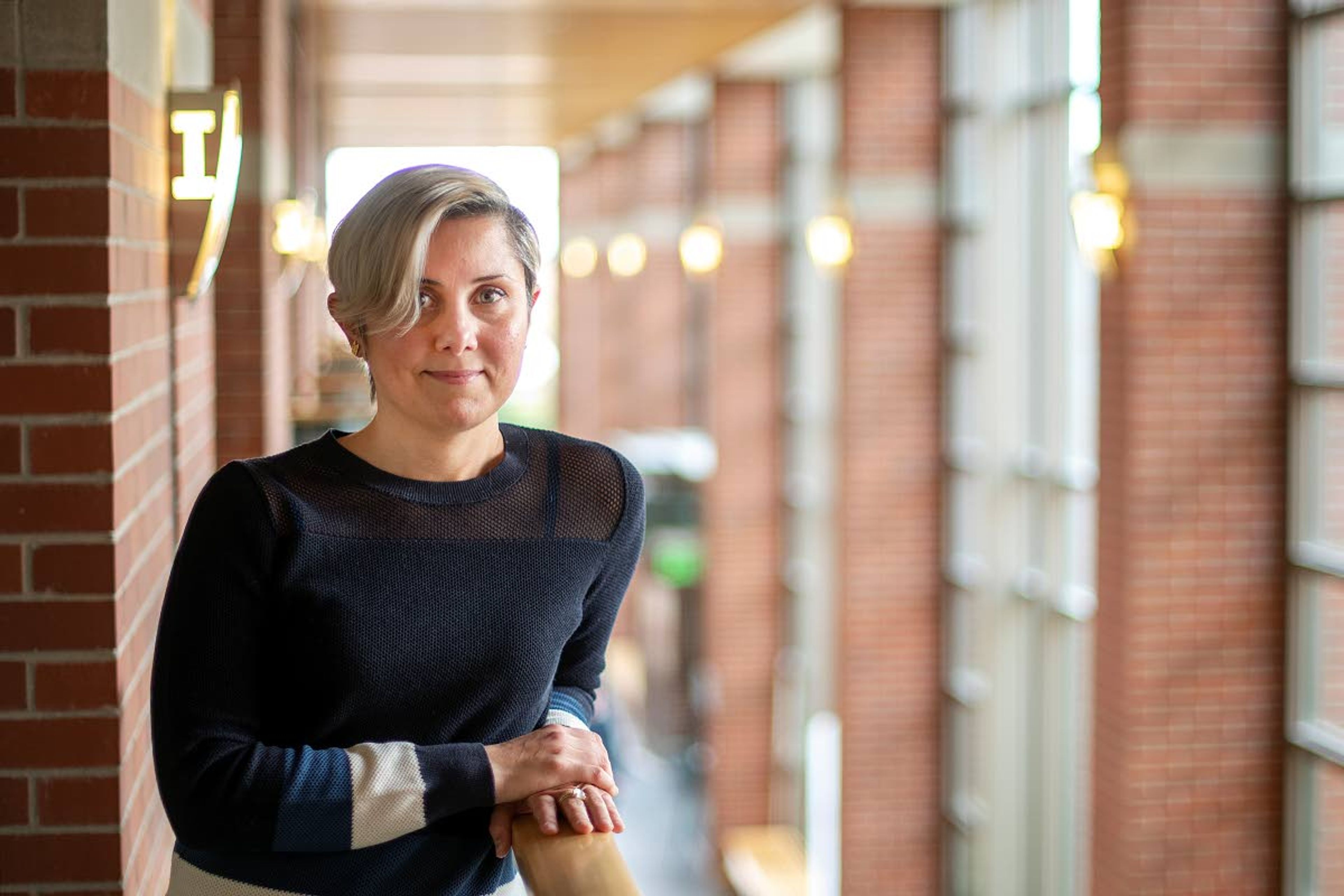 Berna Devezer, an associate professor of marketing at the University of Idaho, poses for a portrait on the second floor of the J.A. Albertson Building on campus in Moscow.