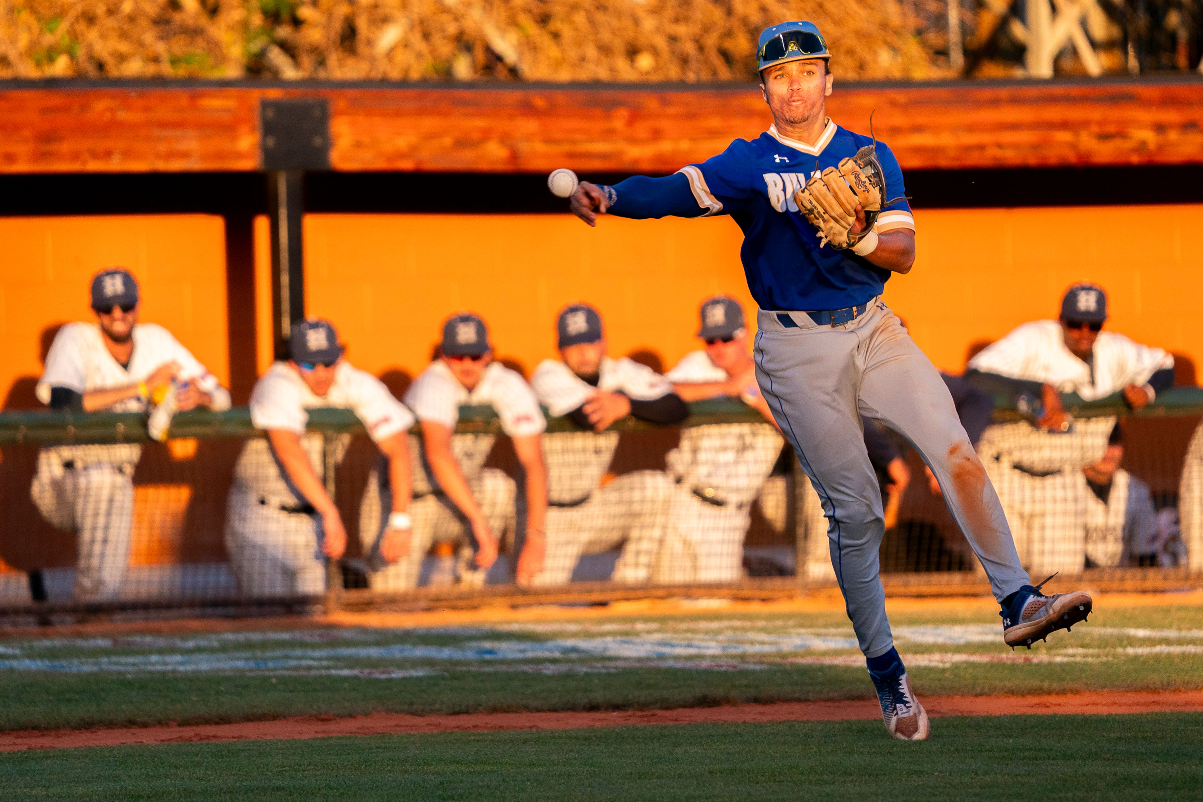 Tennessee Wesleyan third baseman Dante Leach fields a bunt during Game 19 of the NAIA World Series against Hope International on Friday at Harris Field in Lewiston.