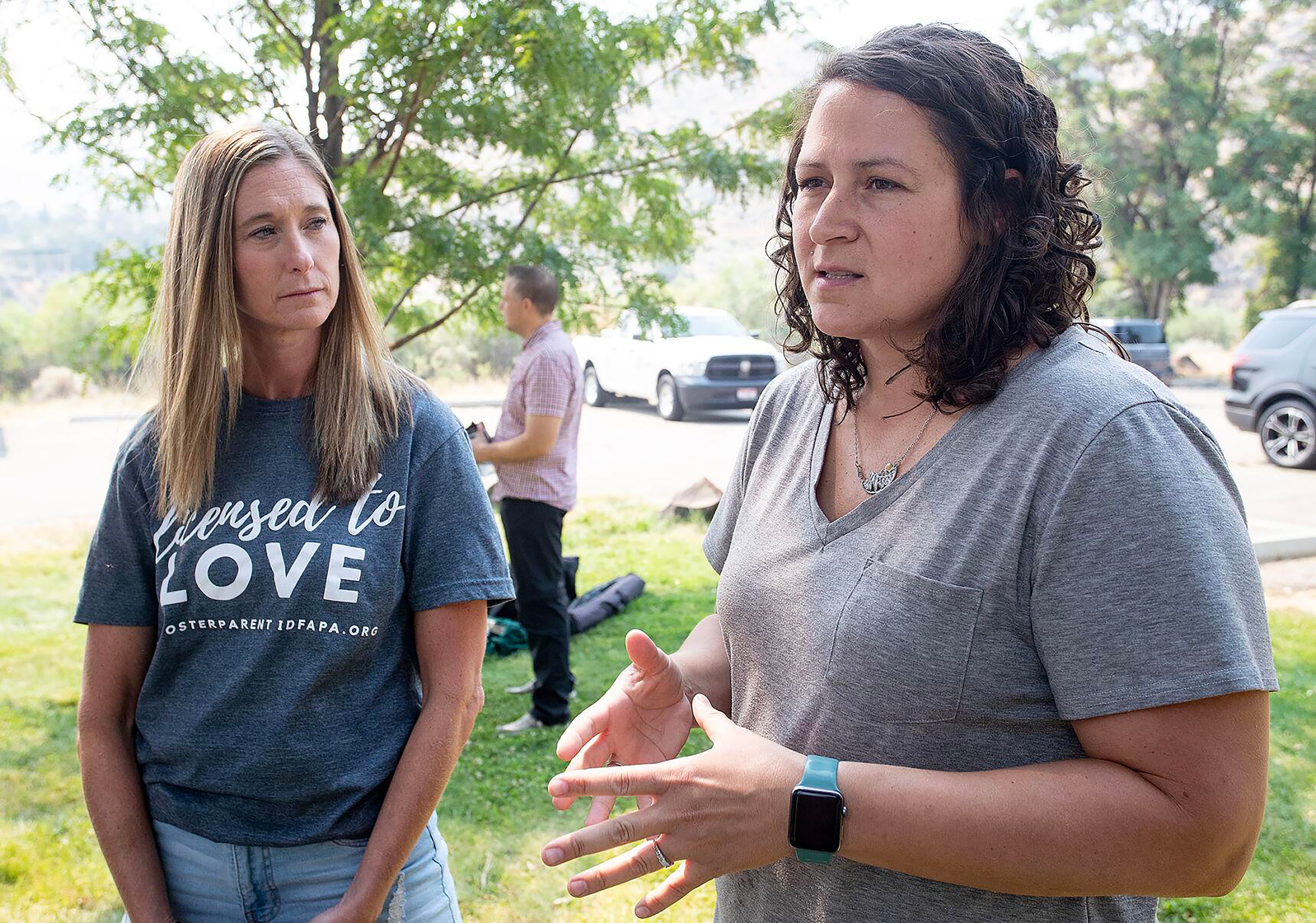 Foster parents discuss their experiences during an event Wednesday announcing the creation of the Idaho State Park Foster Family Passport program.