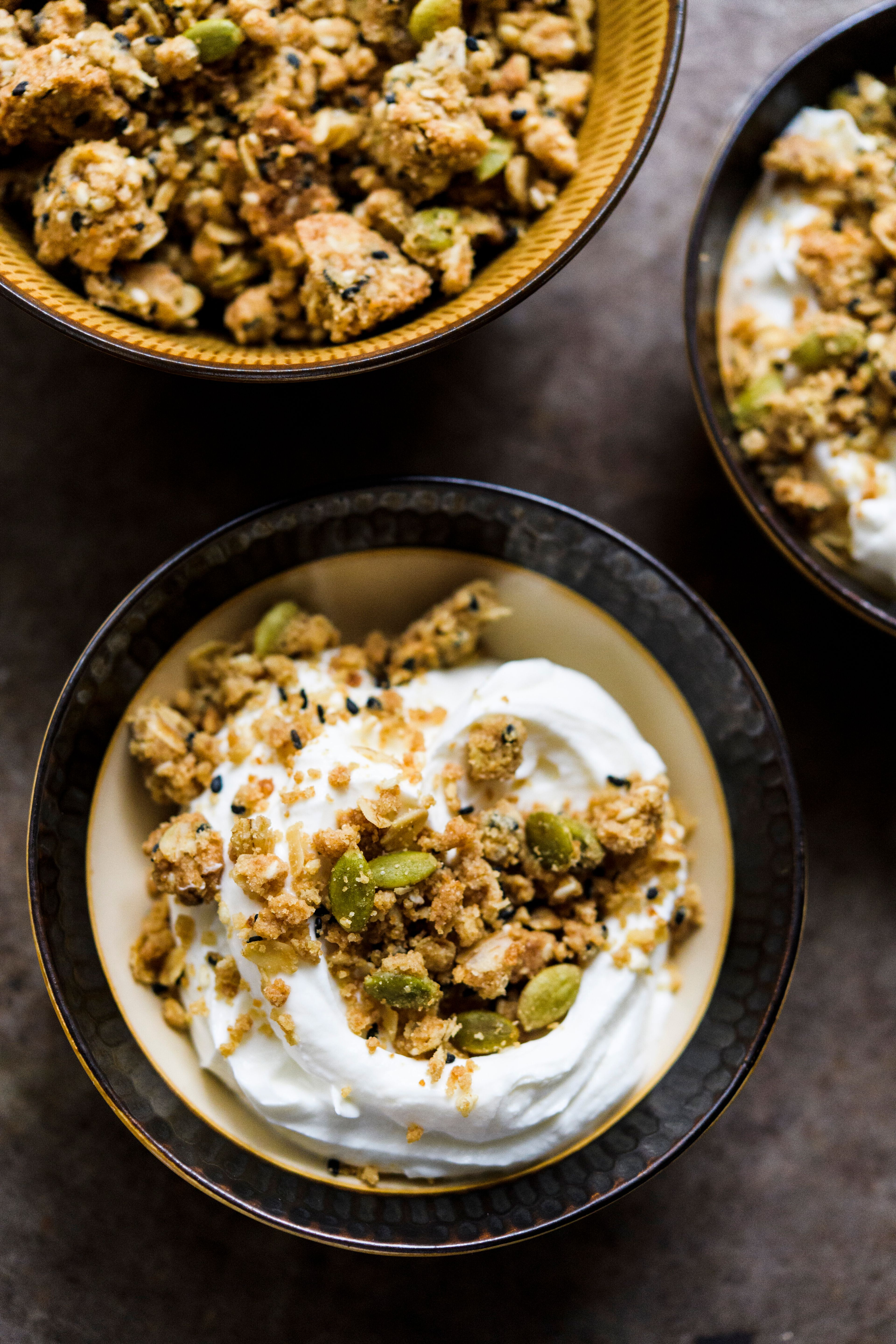 Sesame-Oat Crumble makes a great ice cream topping.