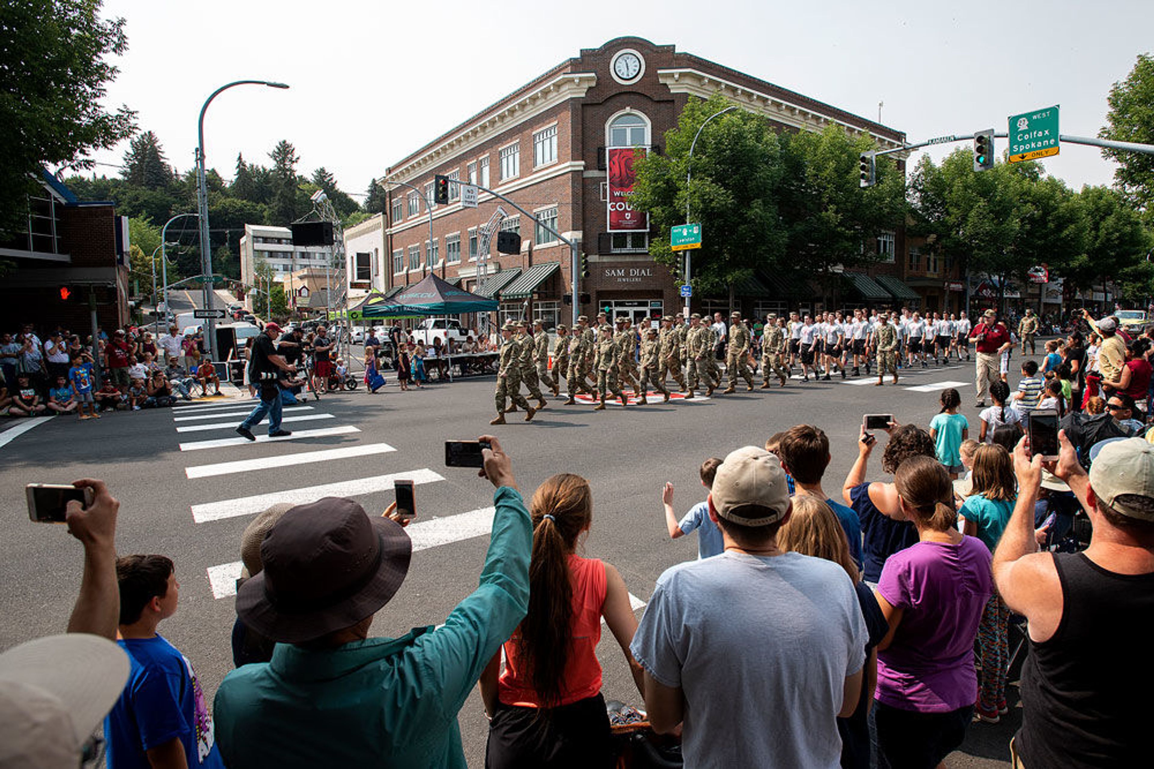 The Washington State ROTC makes its way through downtown during the National Lentil Festival parade on Saturday afternoon in Pullman.