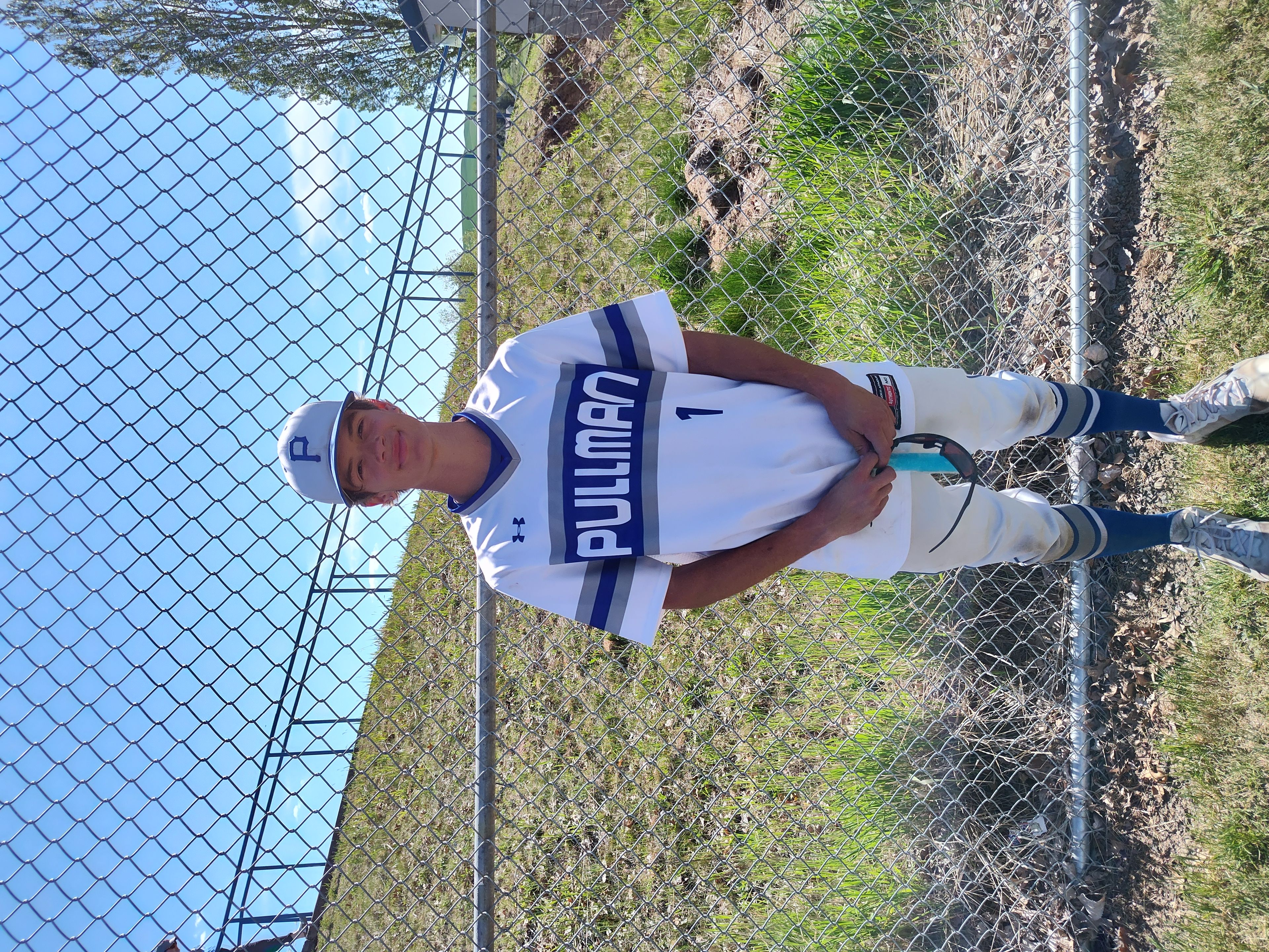 Pullman senior pitcher Calvin Heusser poses after pitching a complete game in an 8-4 victory against West Valley in a Washington 2A district championship on Saturday, May 11, 2024, at Pullman High School.