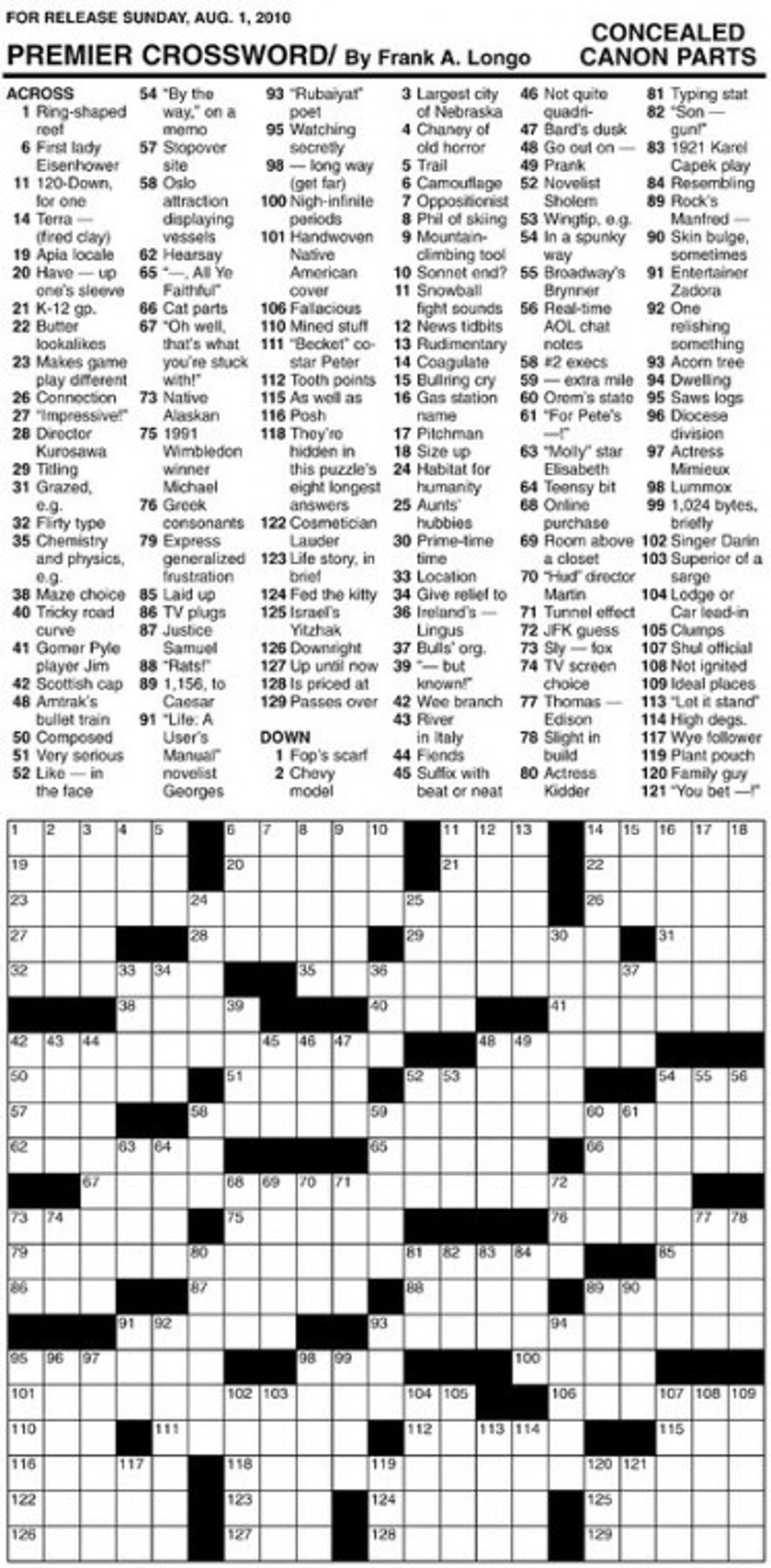 Sunday crossword puzzle