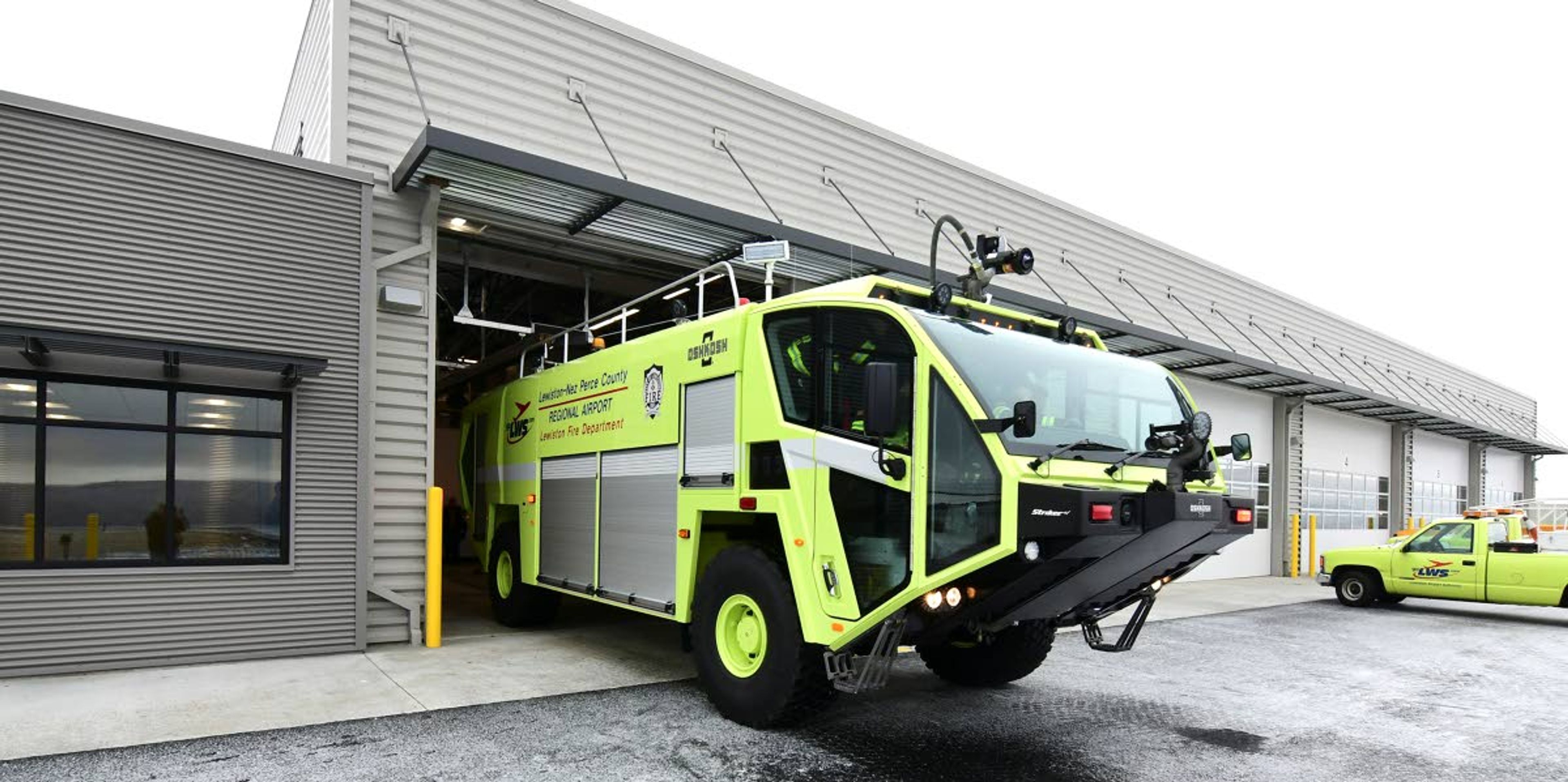 The Lewiston Fire Department is training on a new high-tech airport rescue and firefighting truck, stationed in the new operations building.