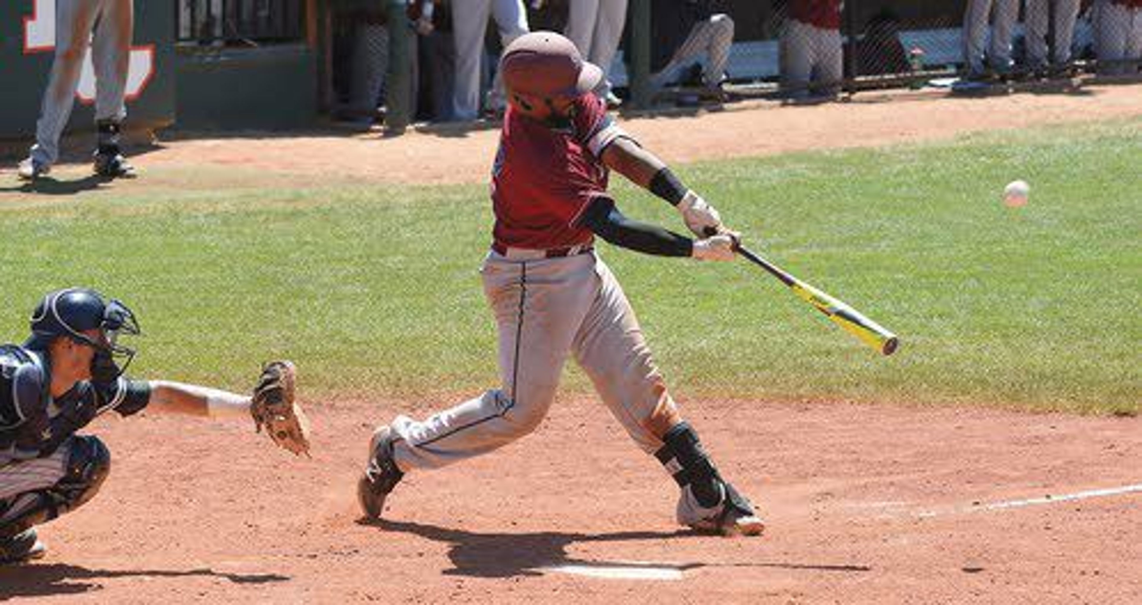 Sterling’s Gerald Ceballos pounds the ball for a two run homer in the top of the 8th.