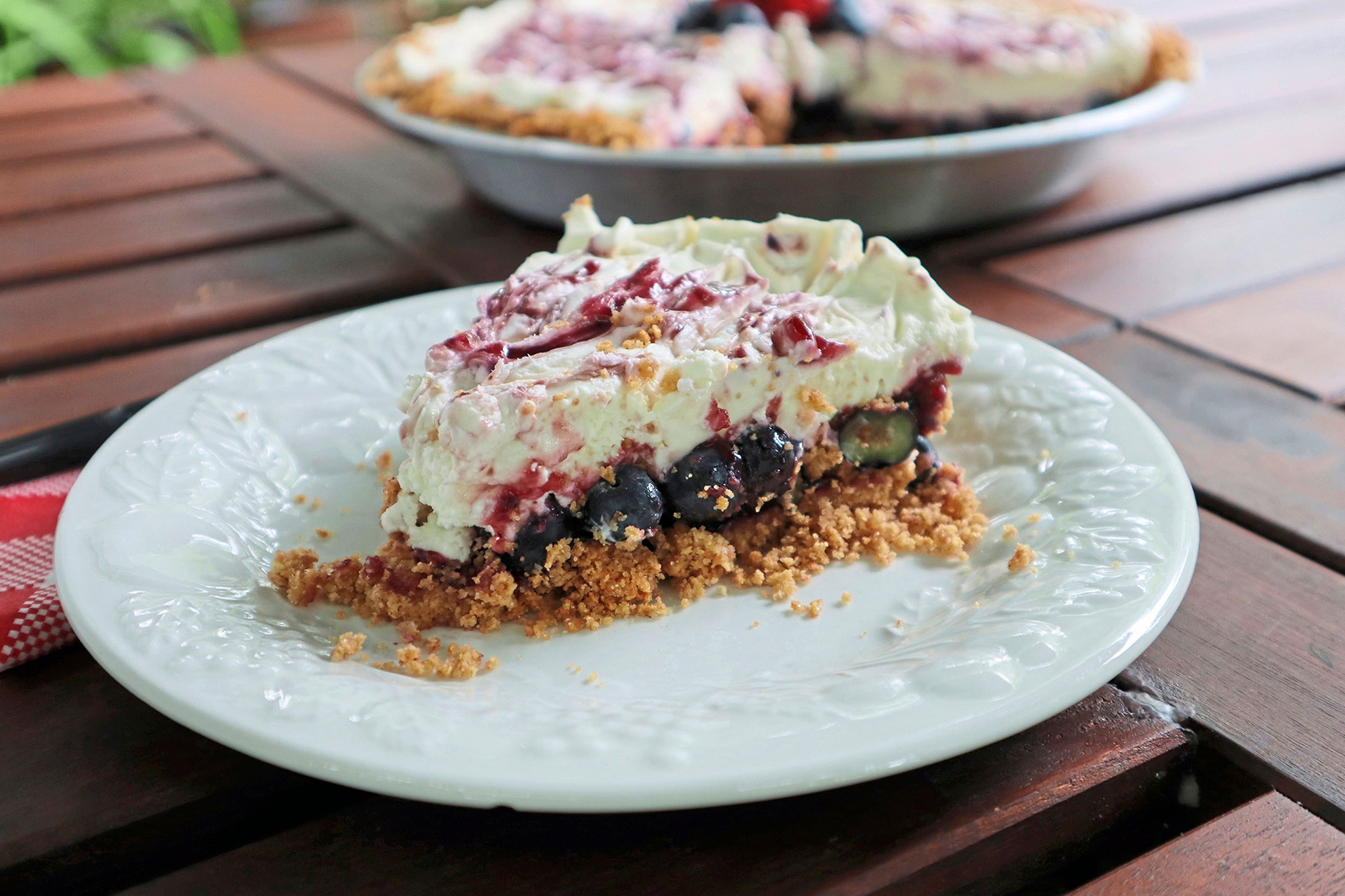 This easy-to-make blueberry pie highlights the flavors and textures of fresh blueberries, with a crisp and nutty graham cracker crust.