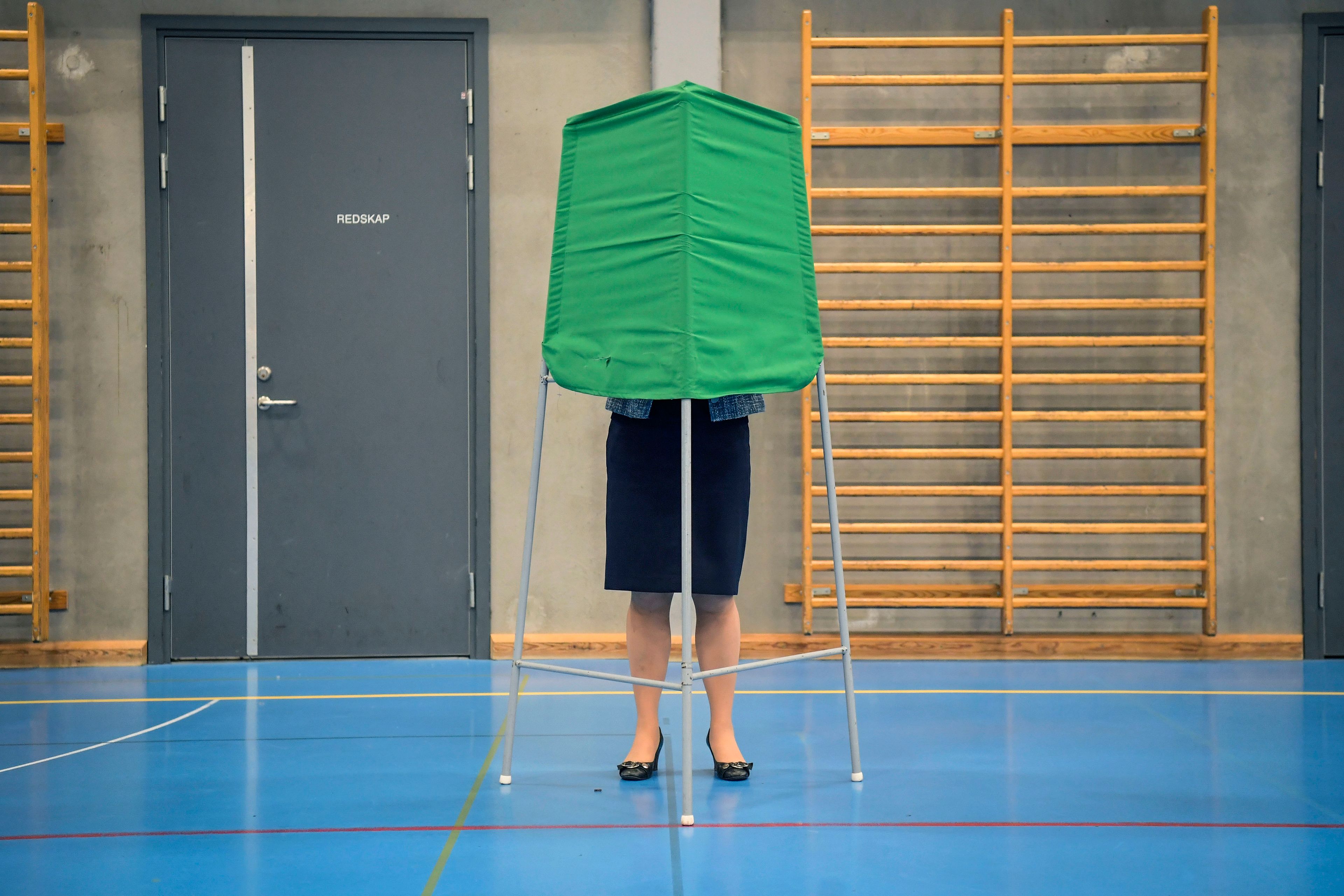 Social Democrats party leader Magdalena Andersson casts her vote, during the European Parliament elections, at Skuru sports hall in Nacka, Stockholm, Sweden, Sunday June 9, 2024. Polling stations have opened across Europe as voters from 20 countries cast ballots in elections that are expected to shift the European Union’s parliament to the right and could reshape the future direction of the world’s biggest trading bloc.