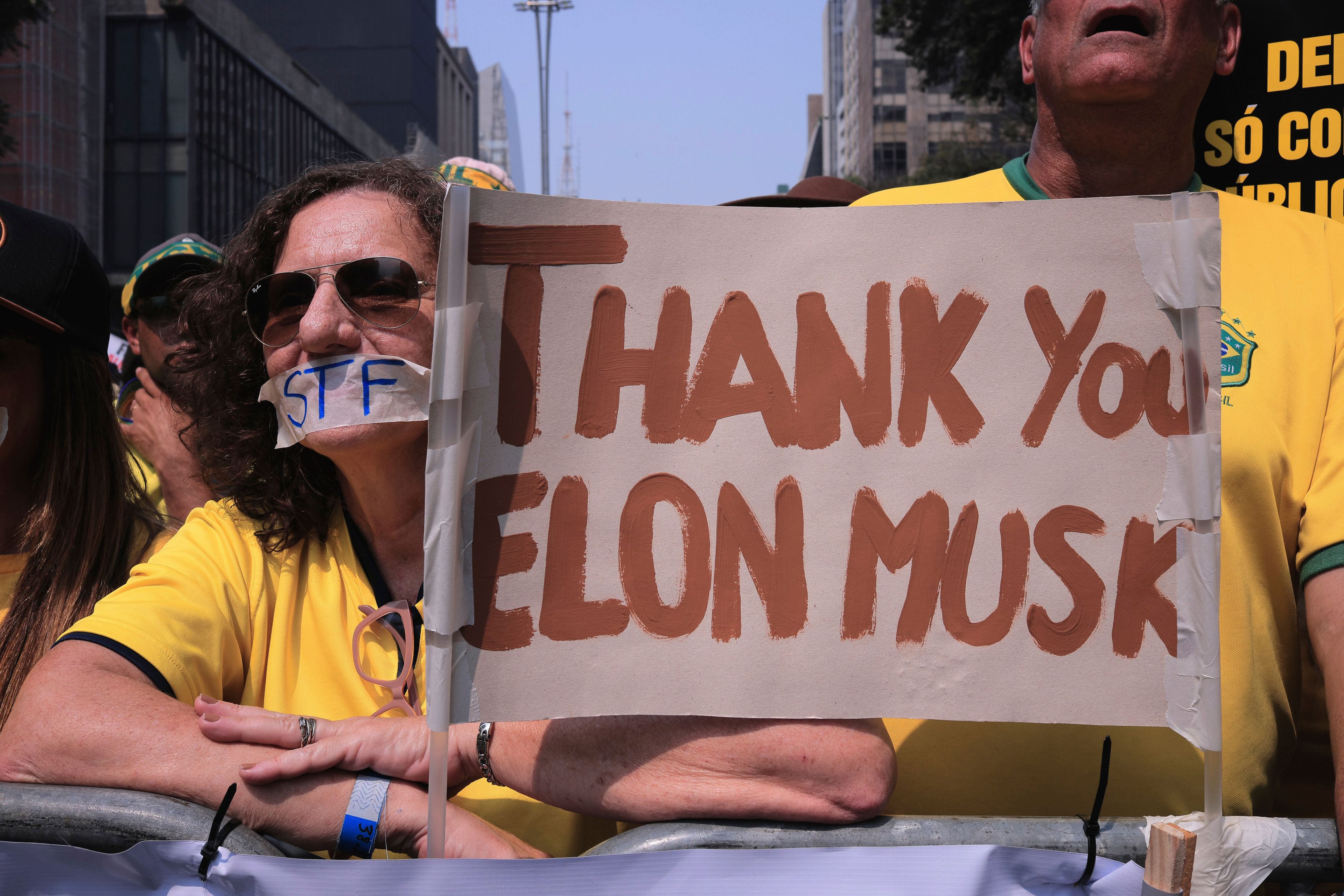 Demonstrators take part in a demonstration calling for the impeachment of Supreme Court Minister Alexandre de Moraes, who recently imposed a nationwide block on Elon Musk’s social media platform X, in Sao Paulo, Saturday, Sept. 7, 2024.