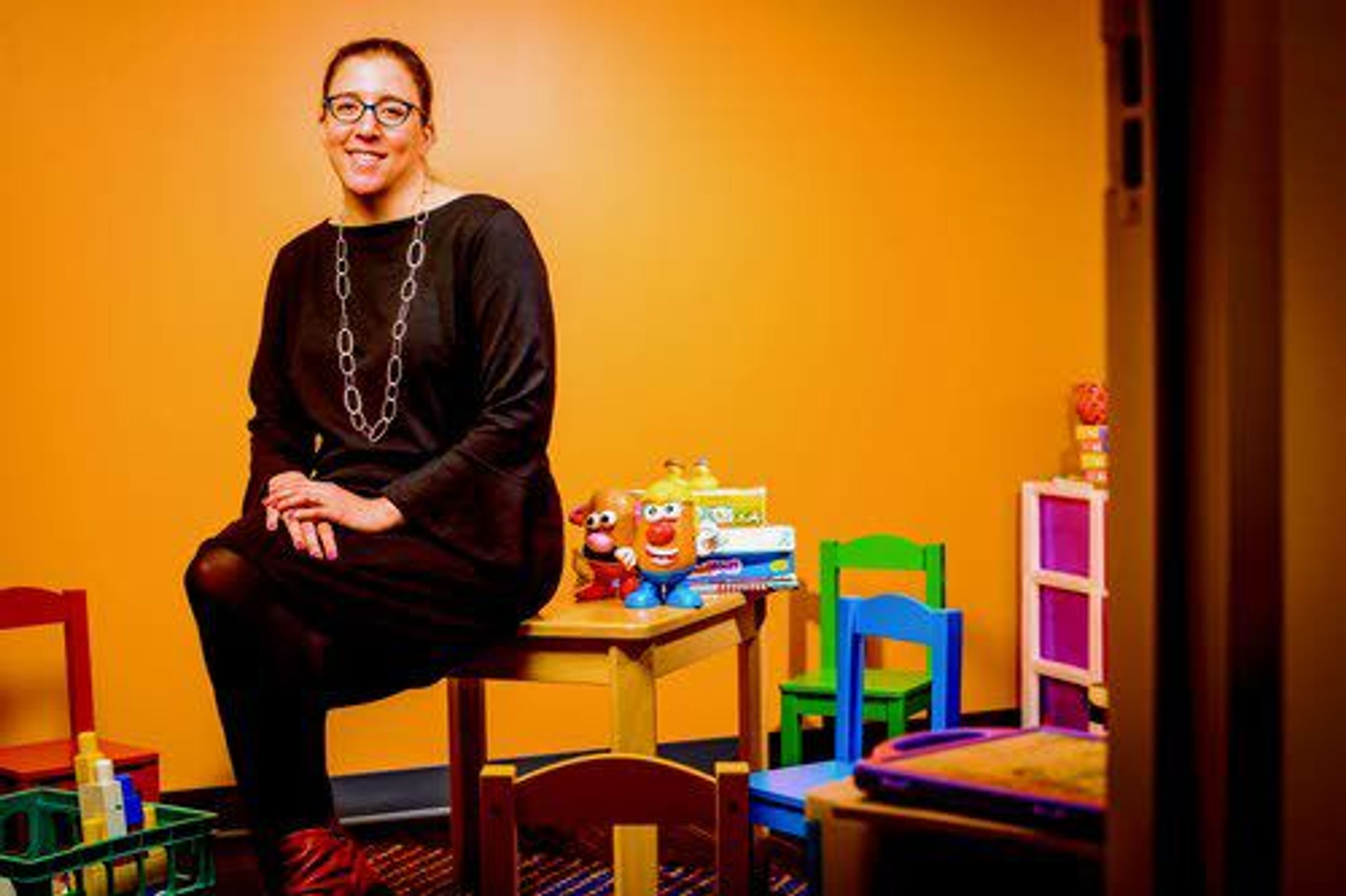 Kristina Olson poses for a photograph in her laboratory in Seattle last month. She is the creator and leader of the TransYouth Project, which is considered the first large-scale long-term study of transgender children in the U.S.